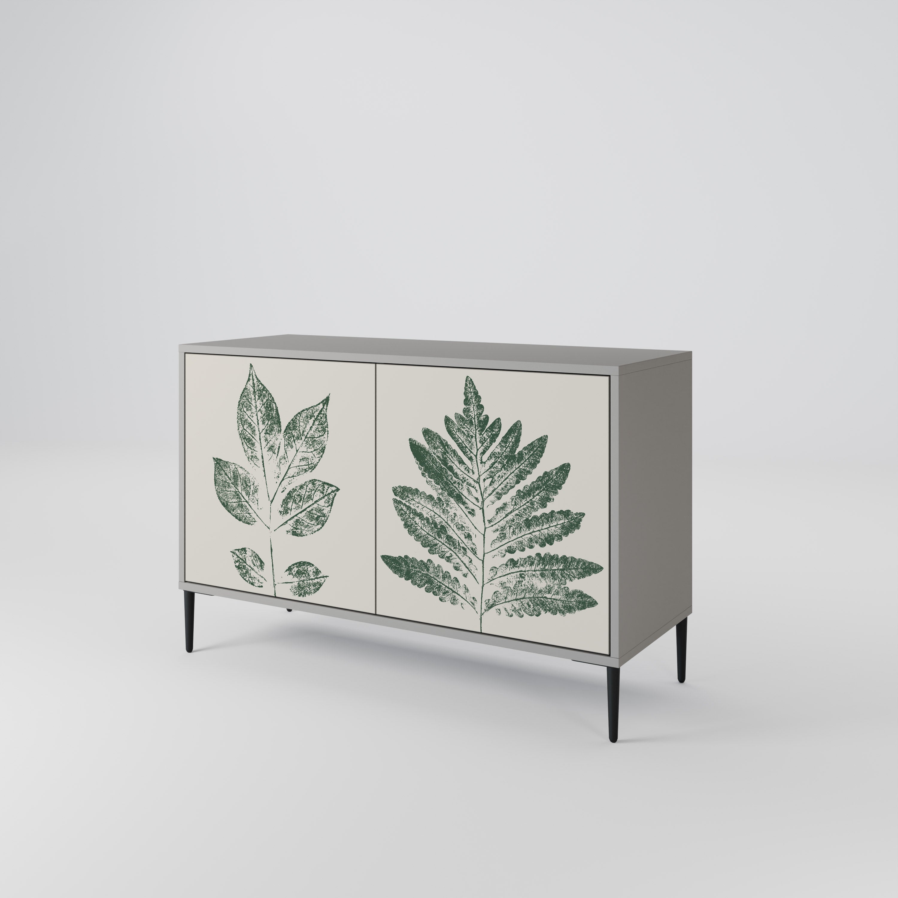 Μπουφές GREEN LEAFY STAMPS με 2 πόρτες σε γκρι φινίρισμα