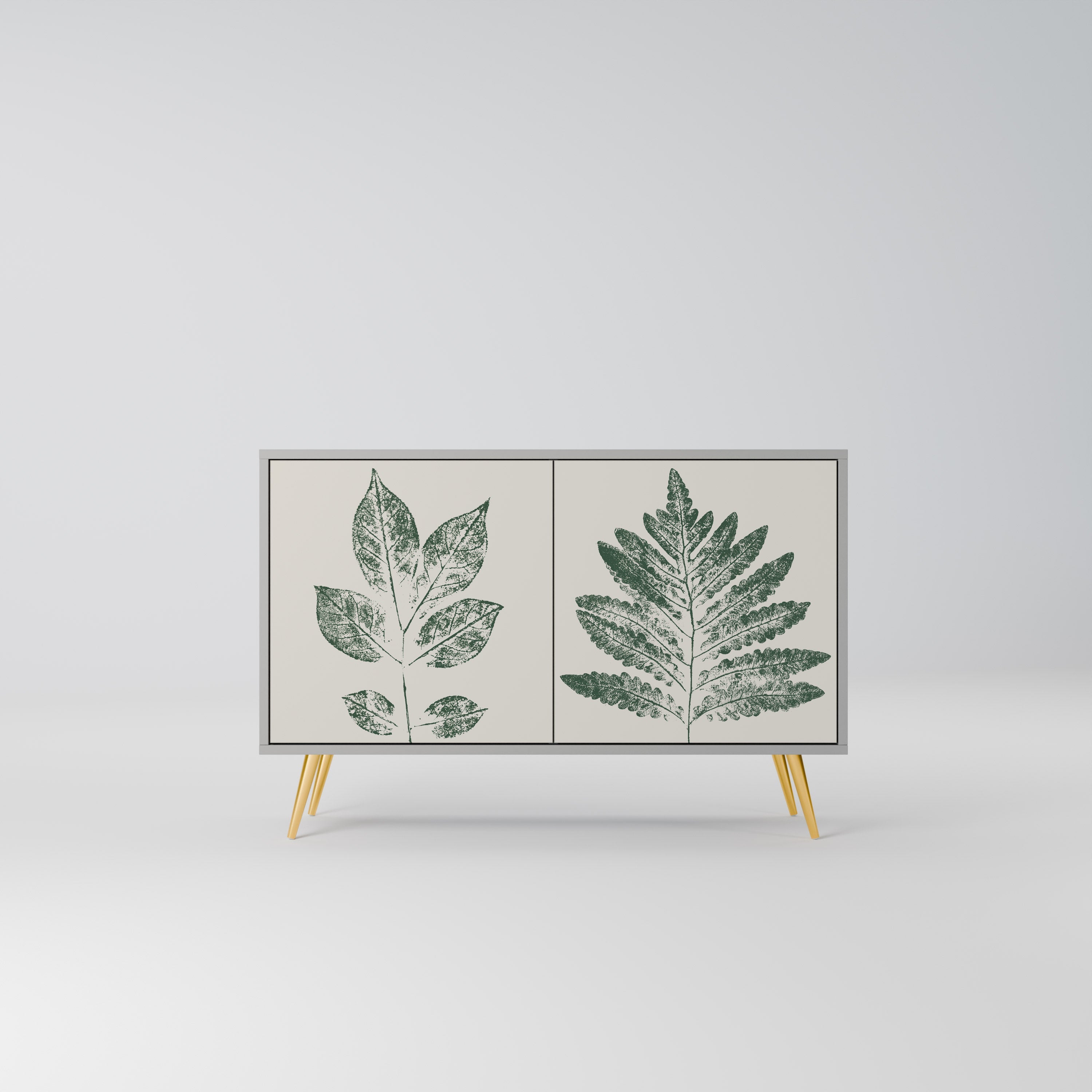 Μπουφές GREEN LEAFY STAMPS με 2 πόρτες σε γκρι φινίρισμα