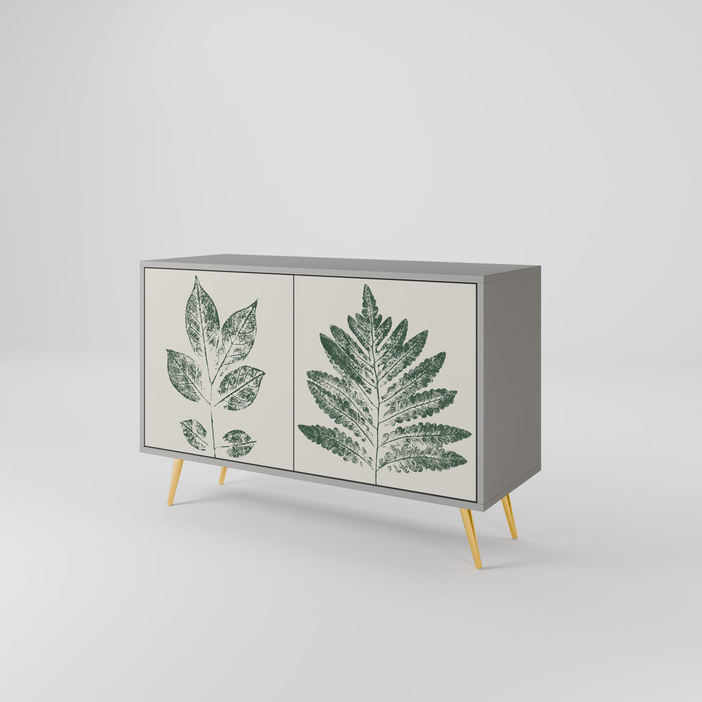 Μπουφές GREEN LEAFY STAMPS με 2 πόρτες σε γκρι φινίρισμα