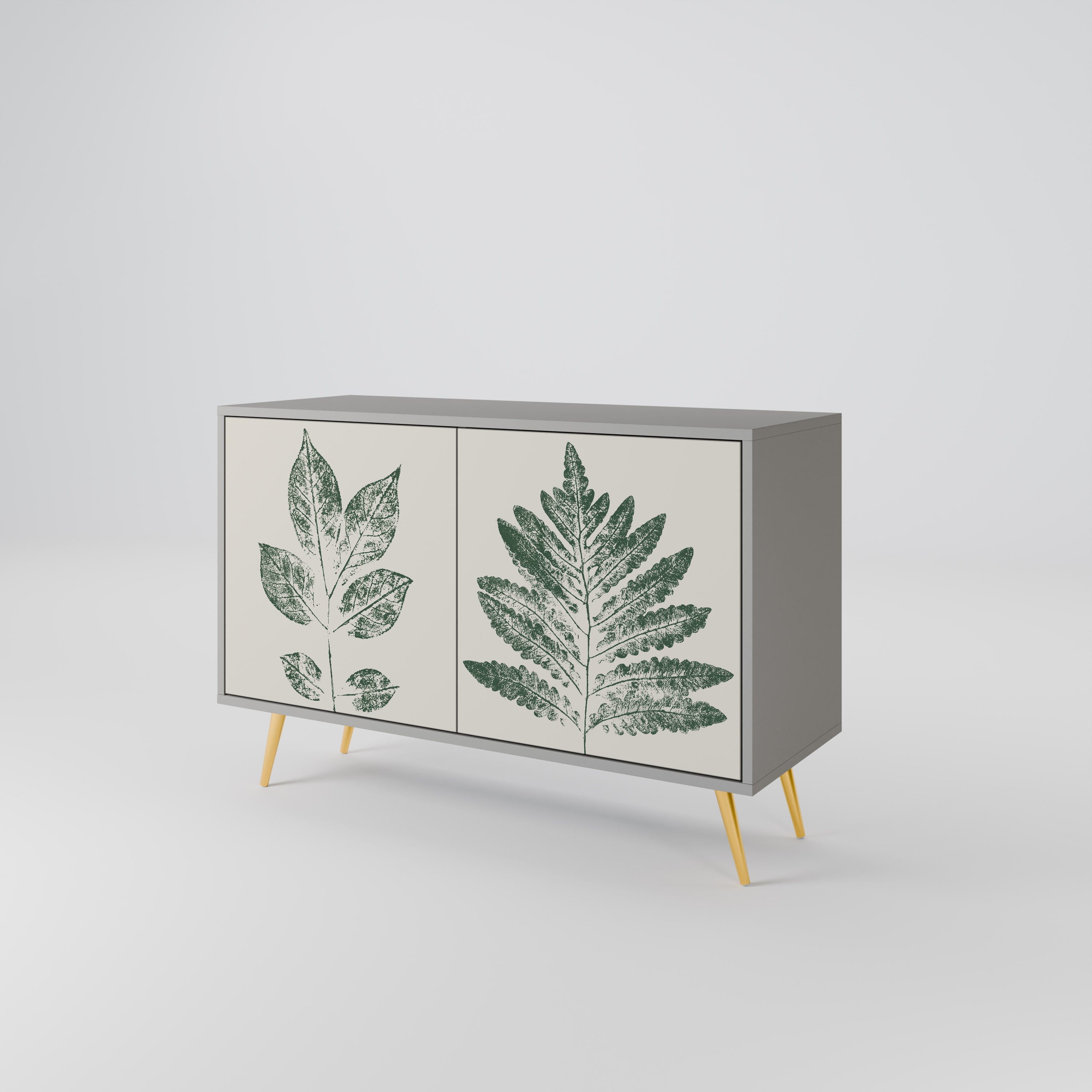 Μπουφές GREEN LEAFY STAMPS με 2 πόρτες σε γκρι φινίρισμα