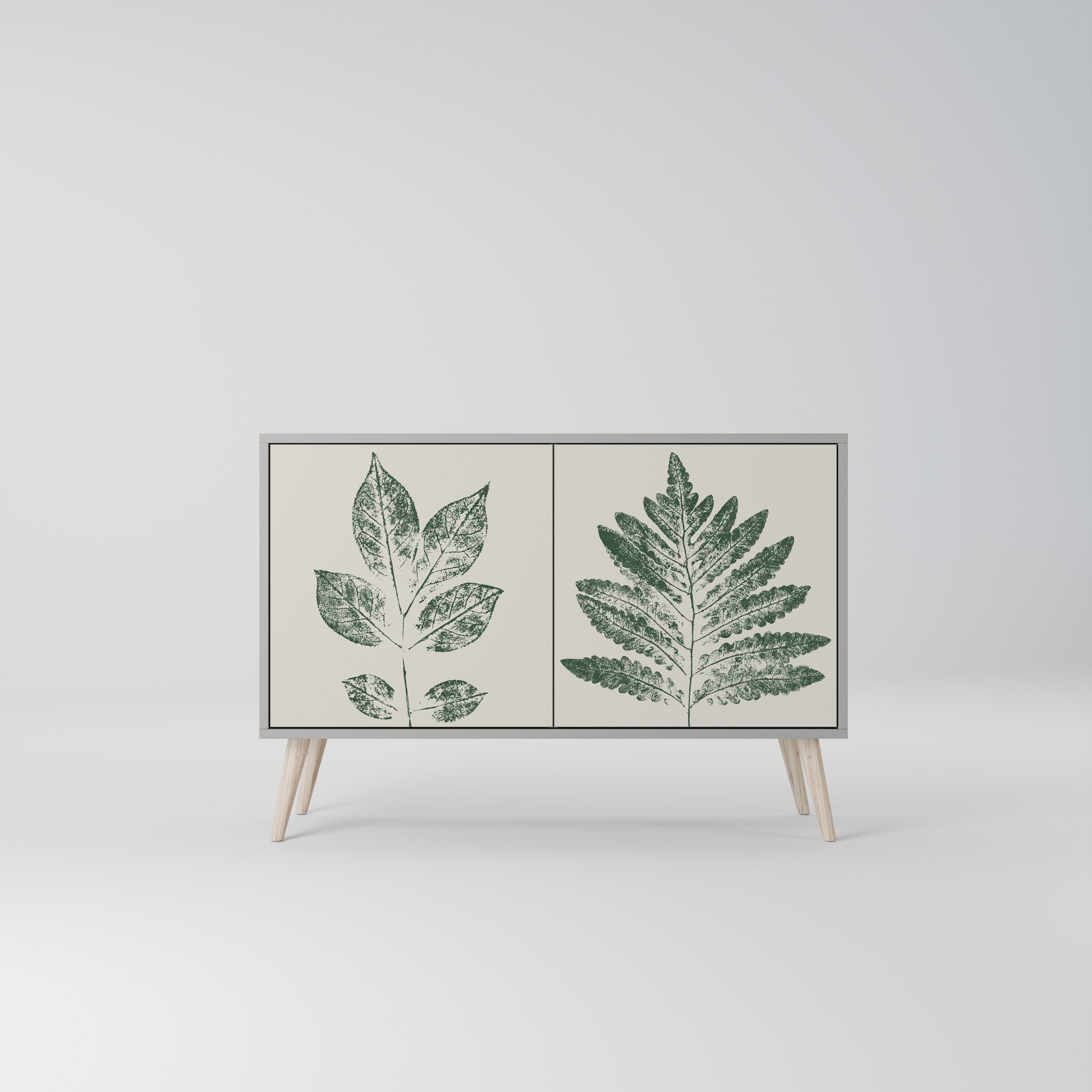 Μπουφές GREEN LEAFY STAMPS με 2 πόρτες σε γκρι φινίρισμα
