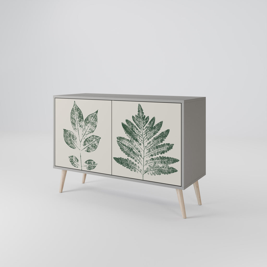 Μπουφές GREEN LEAFY STAMPS με 2 πόρτες σε γκρι φινίρισμα