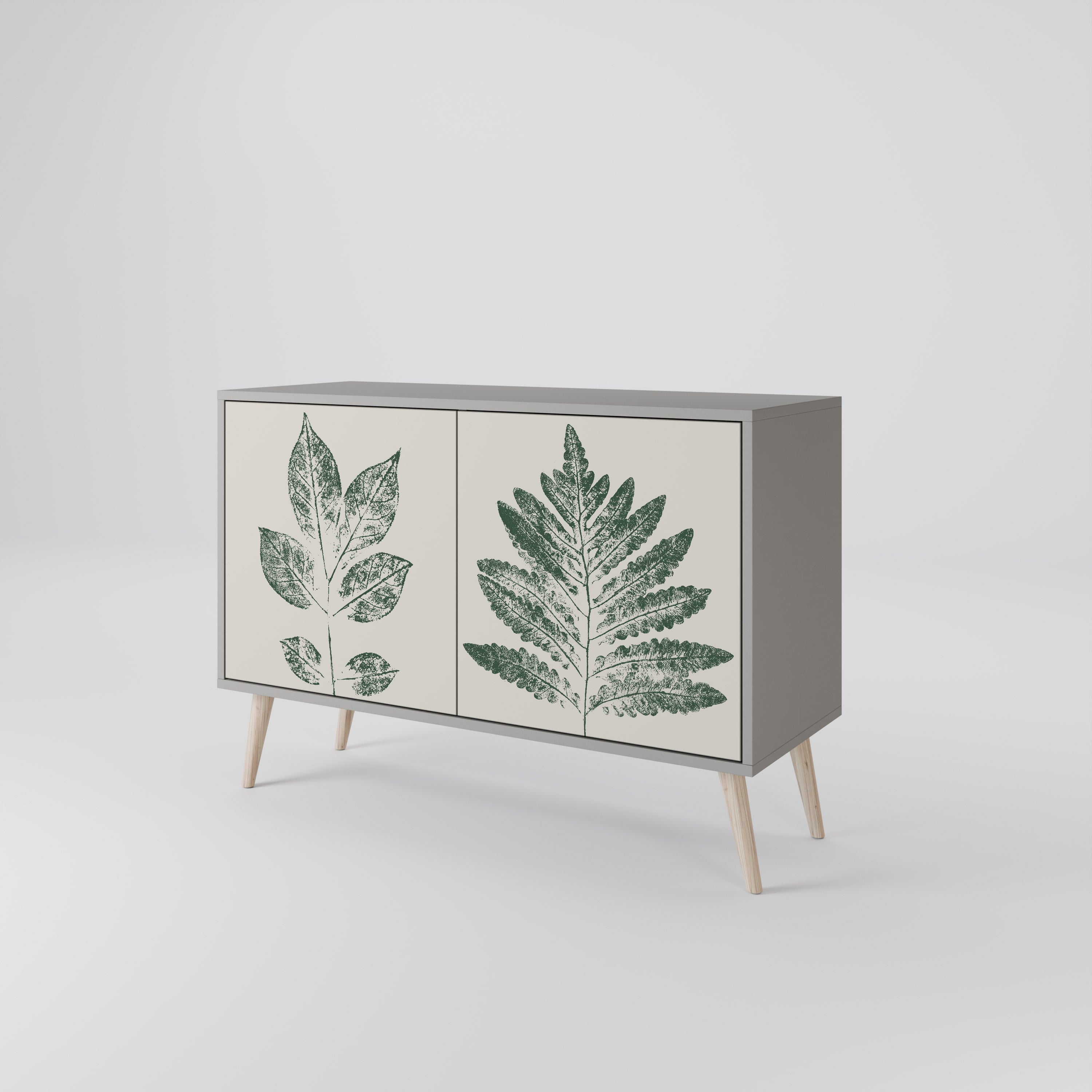 Μπουφές GREEN LEAFY STAMPS με 2 πόρτες σε γκρι φινίρισμα
