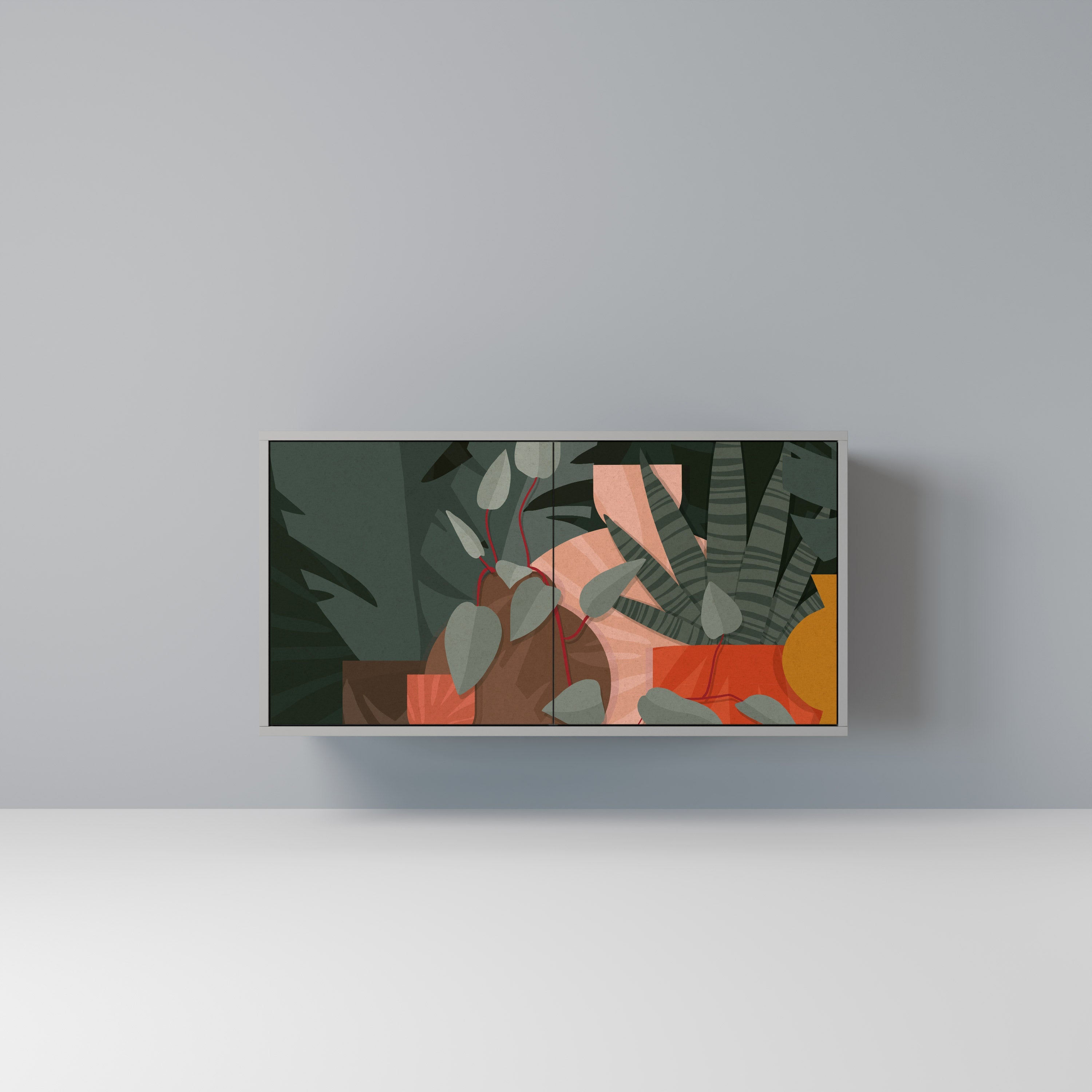 Μπουφές TROPICAL COMPOSITION με 2 πόρτες σε γκρι φινίρισμα