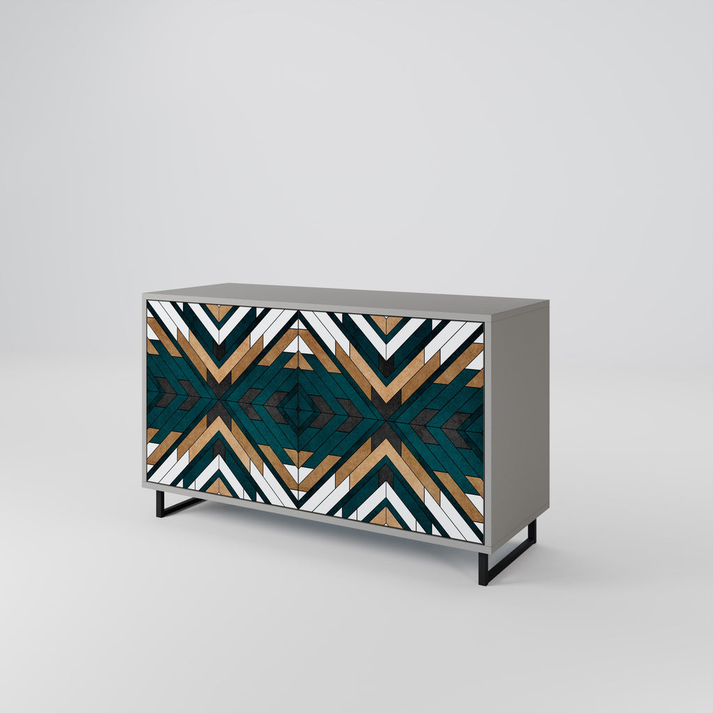 ARTISTIC GEOMETRY 2-Door Sideboard in Grey Finish