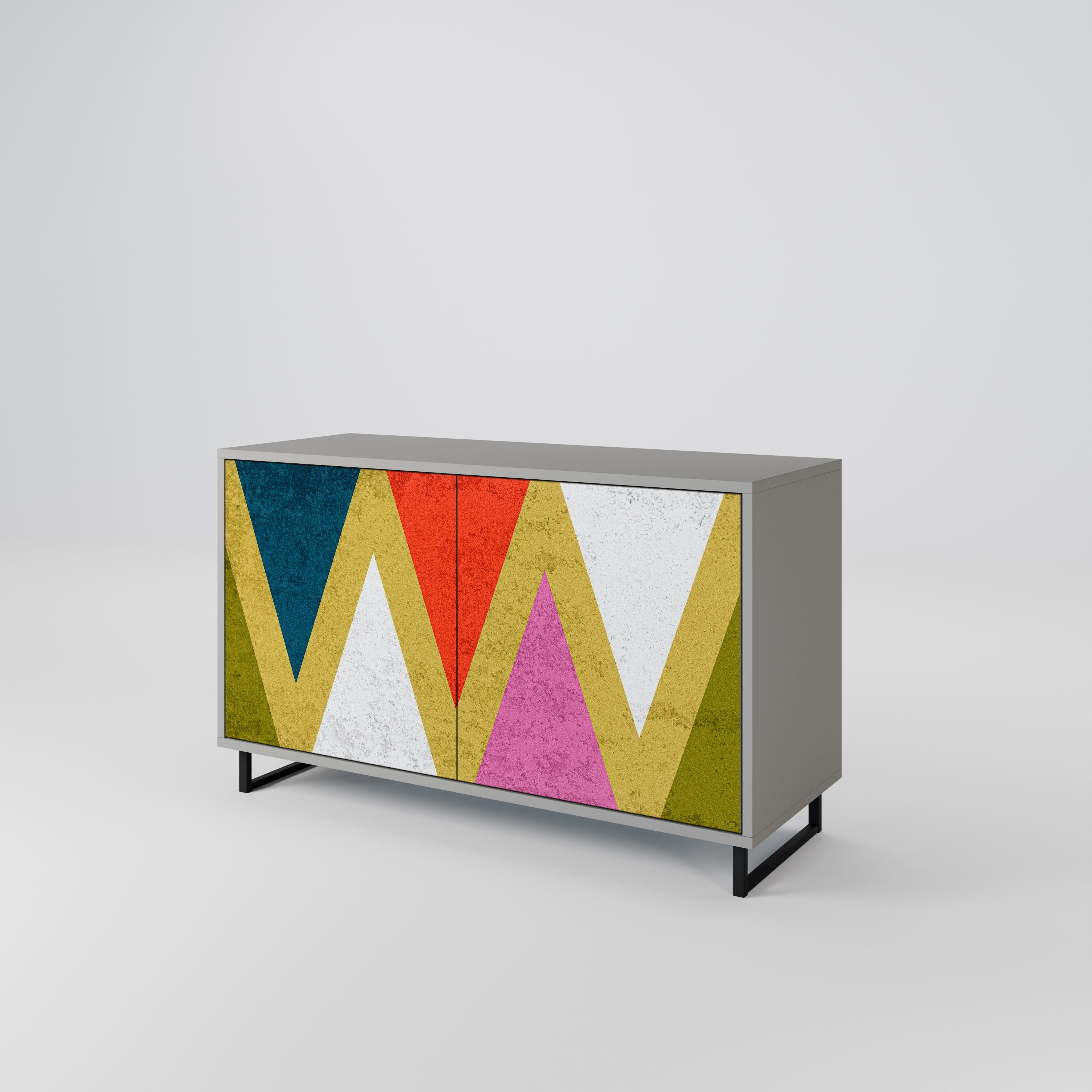Μπουφές 2 θυρών COLORFUL TRIANGLES σε γκρι φινίρισμα