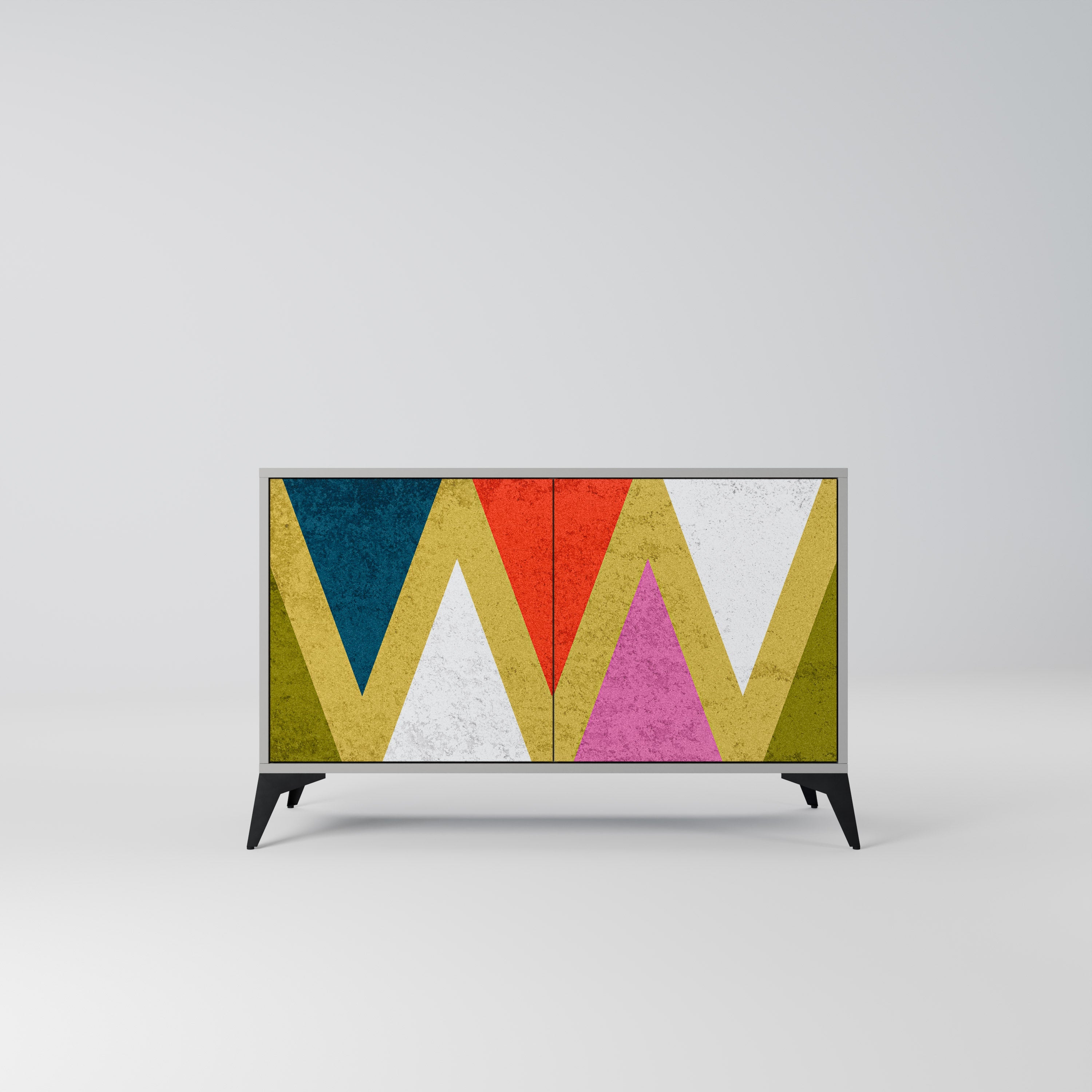 Μπουφές 2 θυρών COLORFUL TRIANGLES σε γκρι φινίρισμα