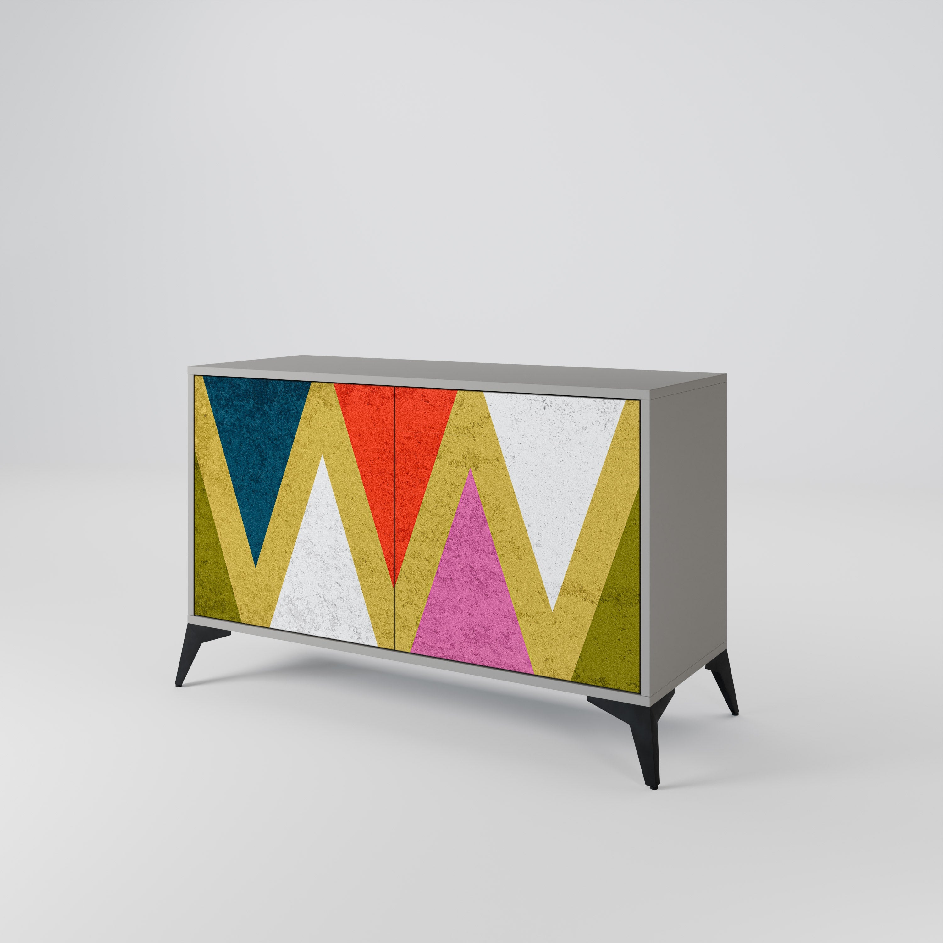 Μπουφές 2 θυρών COLORFUL TRIANGLES σε γκρι φινίρισμα