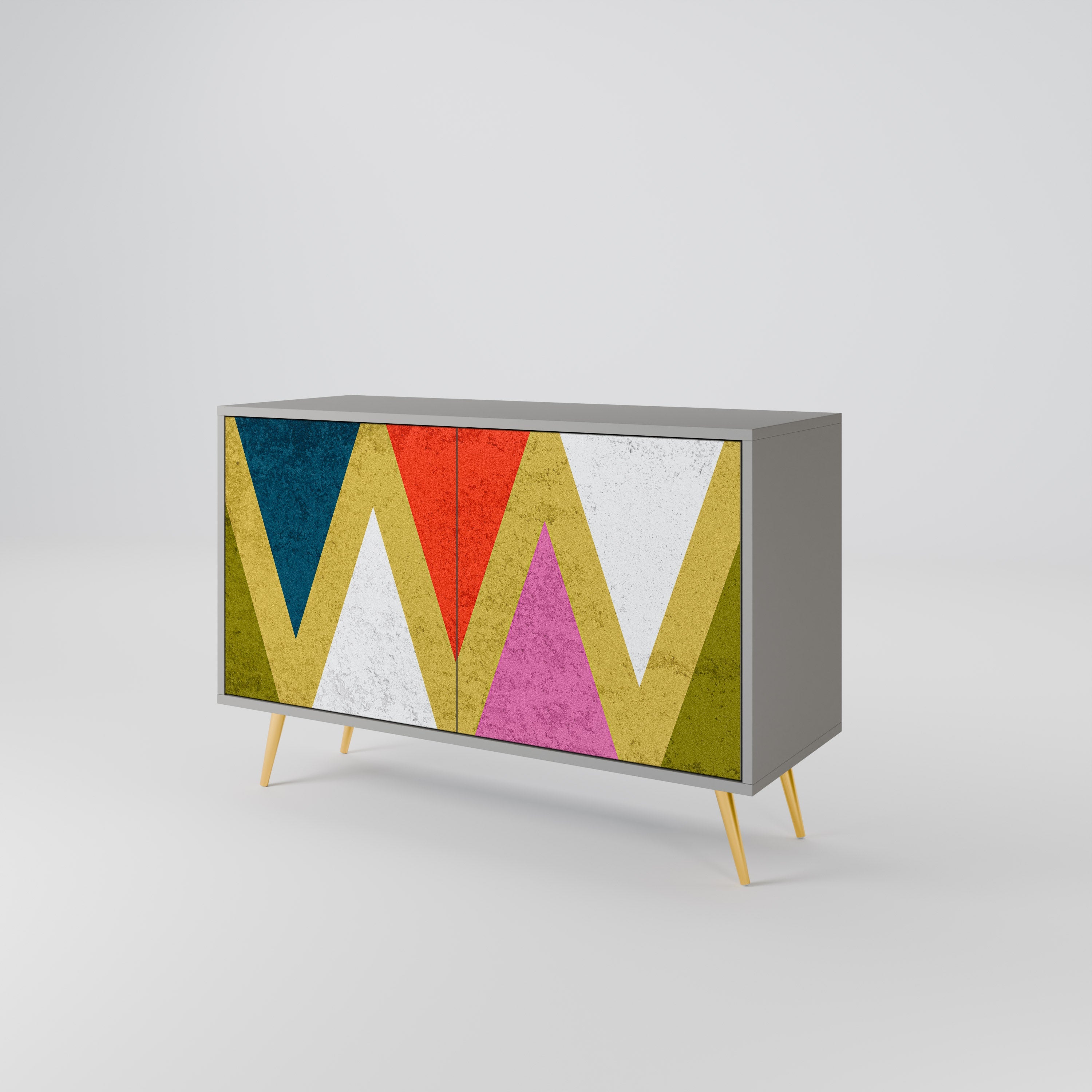 Μπουφές 2 θυρών COLORFUL TRIANGLES σε γκρι φινίρισμα