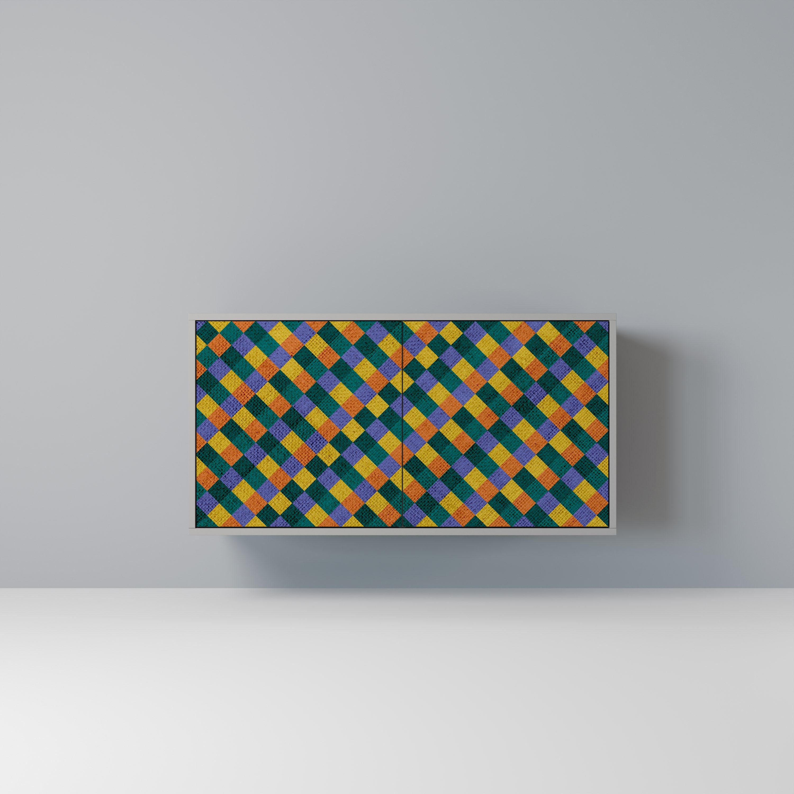 Μπουφές 2 θυρών PAINTED SQUARES MIX σε γκρι φινίρισμα