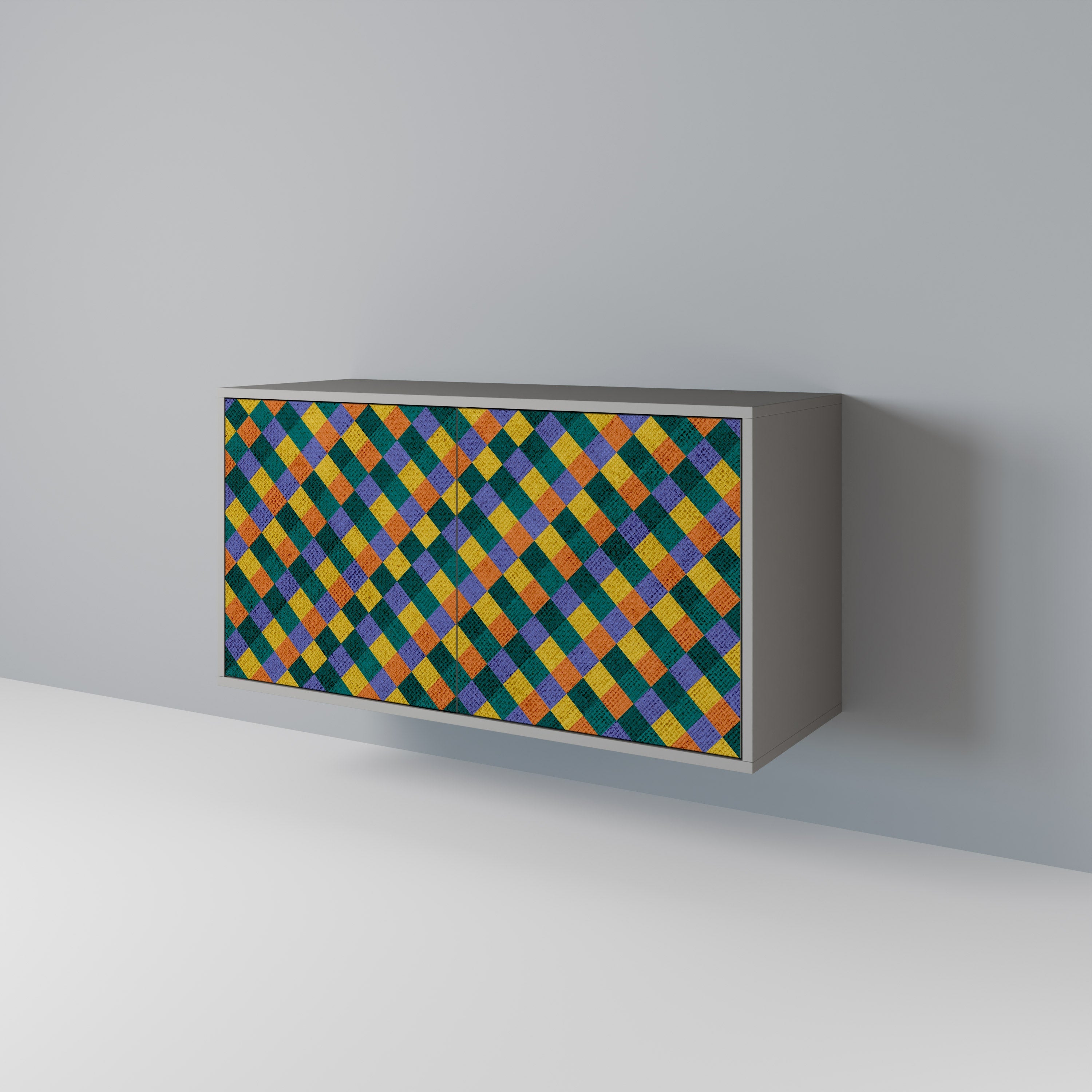 Μπουφές 2 θυρών PAINTED SQUARES MIX σε γκρι φινίρισμα
