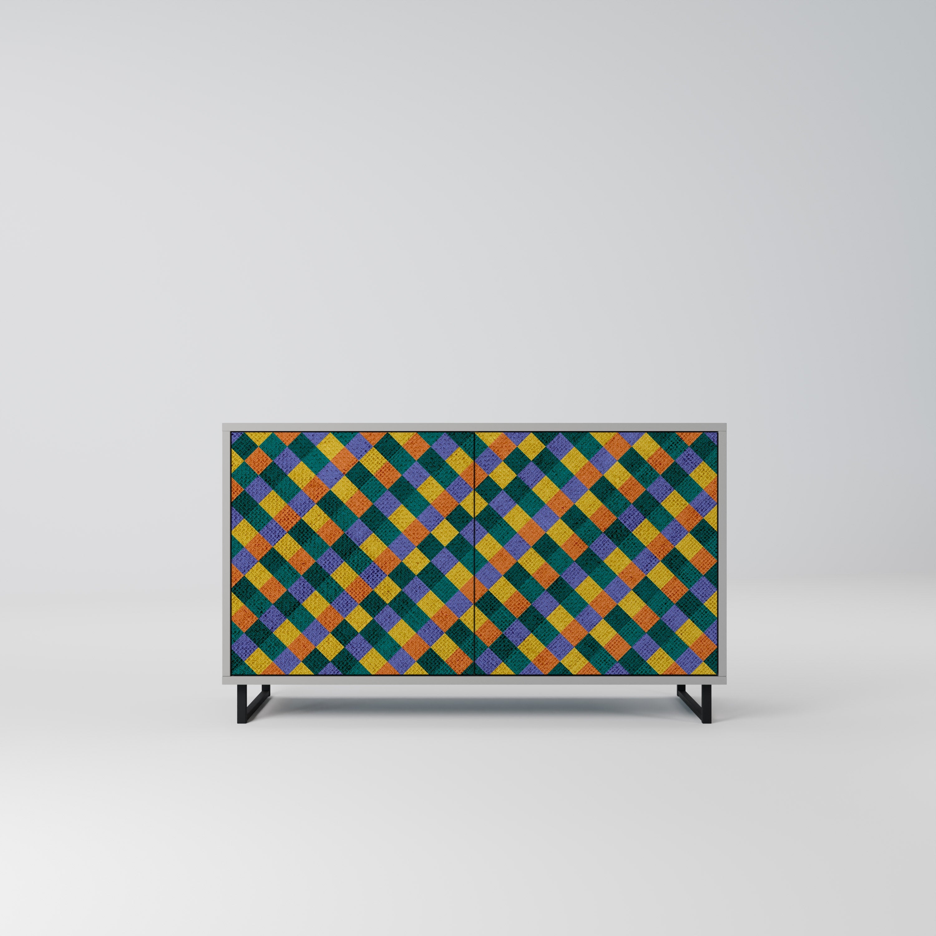 Μπουφές 2 θυρών PAINTED SQUARES MIX σε γκρι φινίρισμα