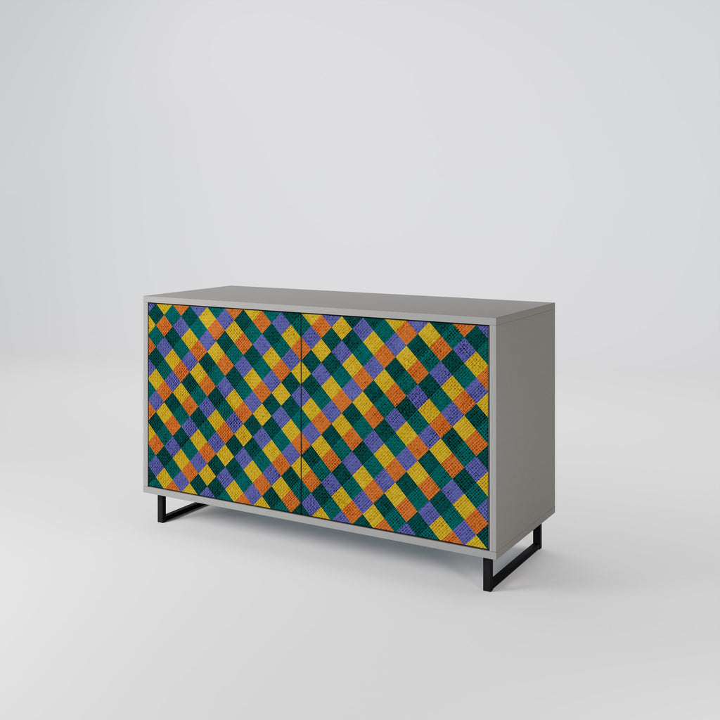 Μπουφές 2 θυρών PAINTED SQUARES MIX σε γκρι φινίρισμα