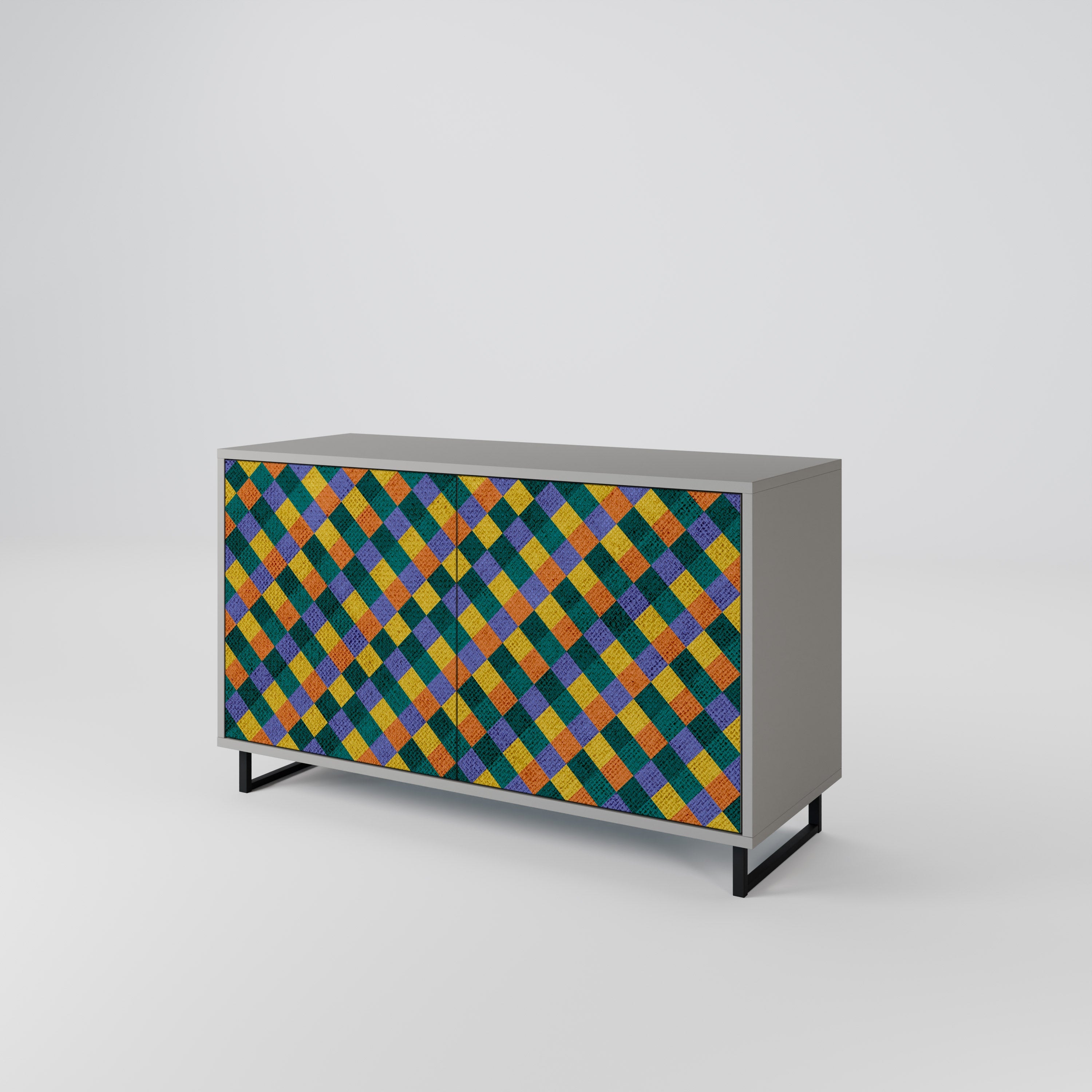 Μπουφές 2 θυρών PAINTED SQUARES MIX σε γκρι φινίρισμα
