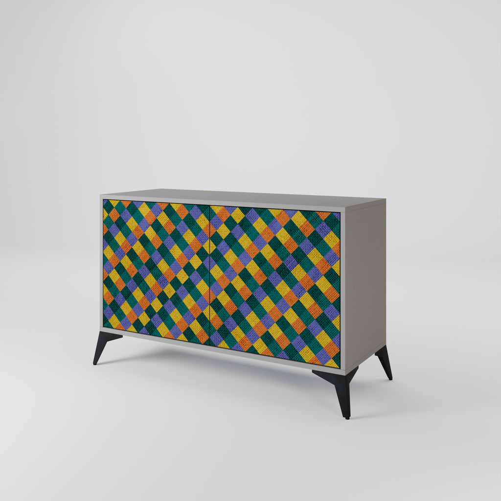 Μπουφές 2 θυρών PAINTED SQUARES MIX σε γκρι φινίρισμα