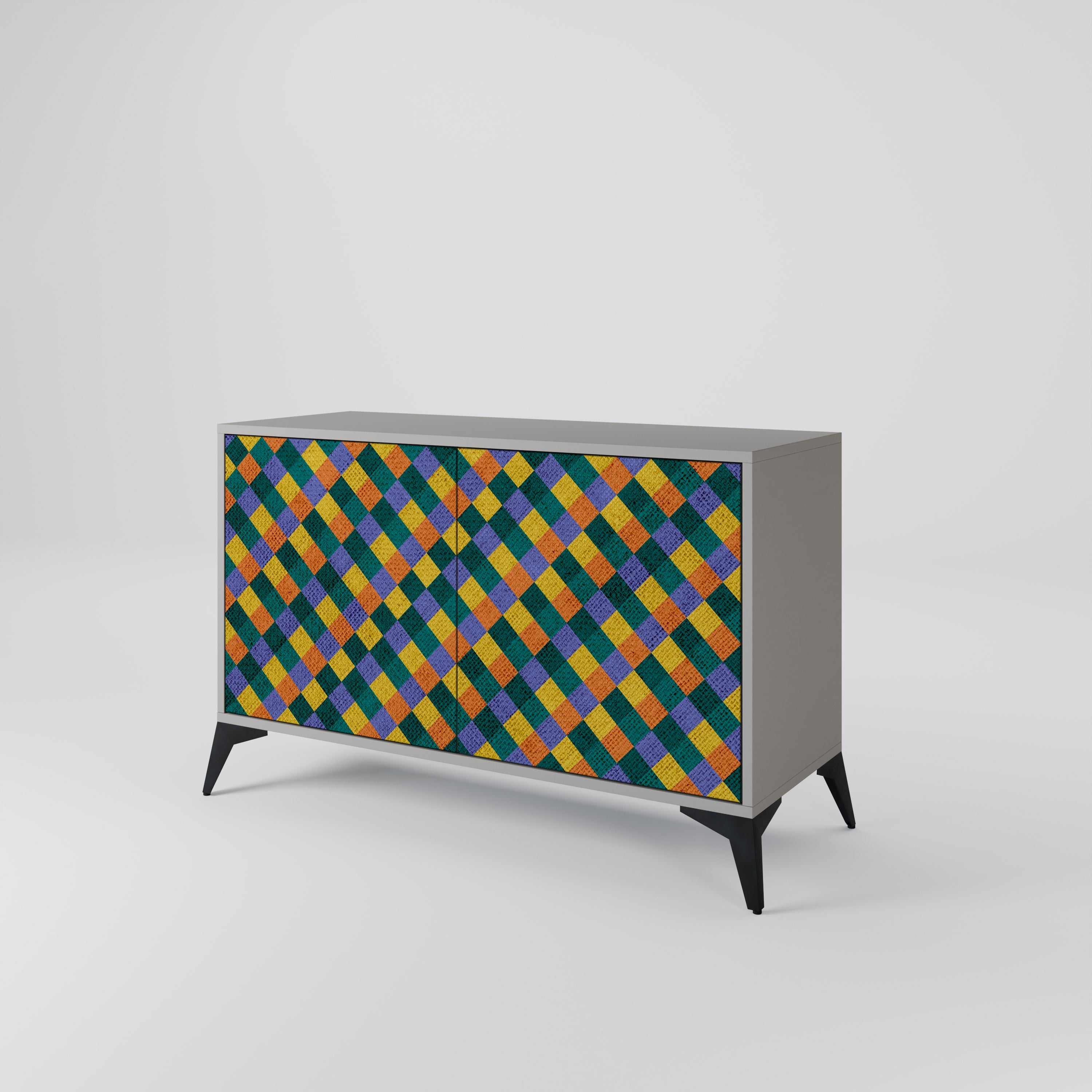 Μπουφές 2 θυρών PAINTED SQUARES MIX σε γκρι φινίρισμα