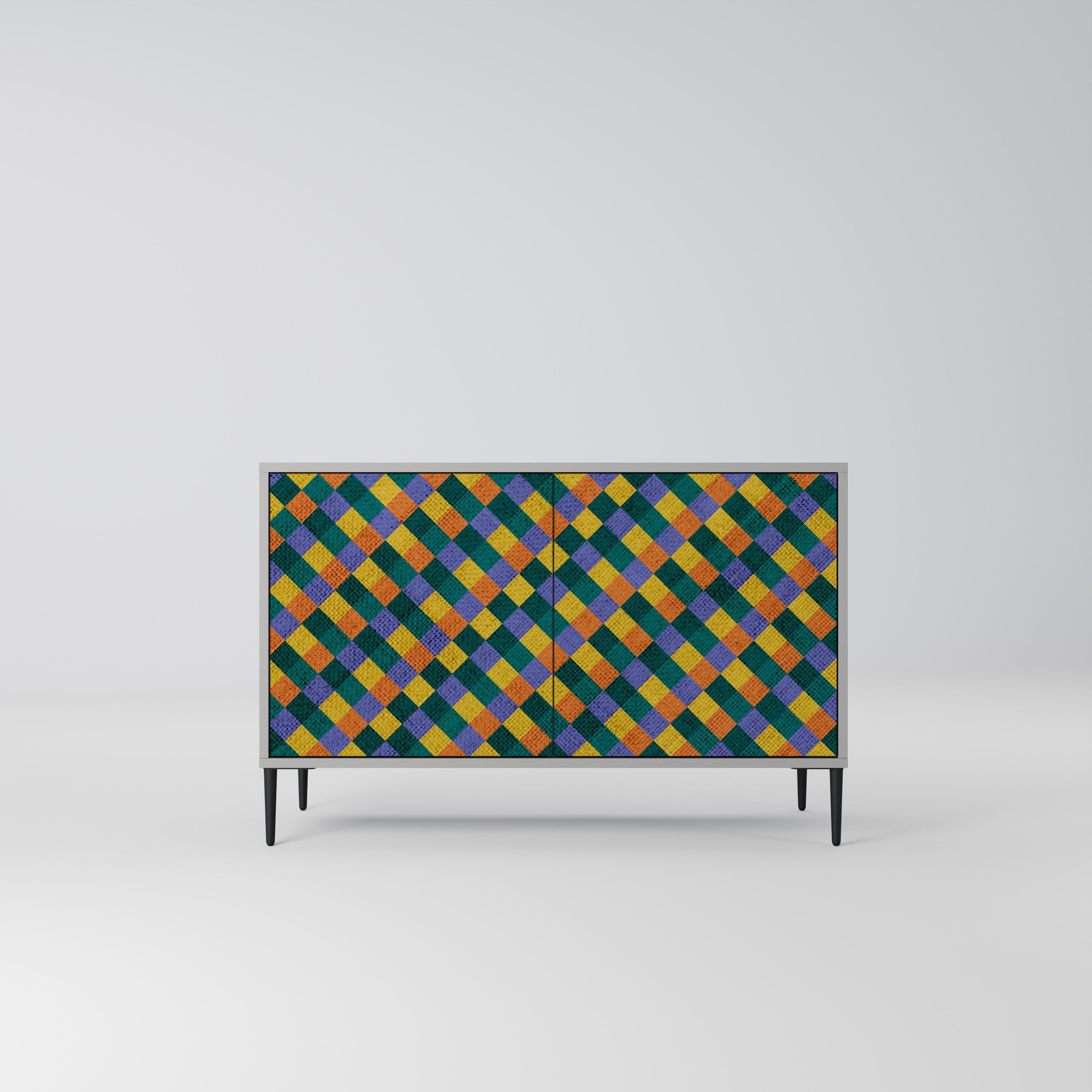 Μπουφές 2 θυρών PAINTED SQUARES MIX σε γκρι φινίρισμα