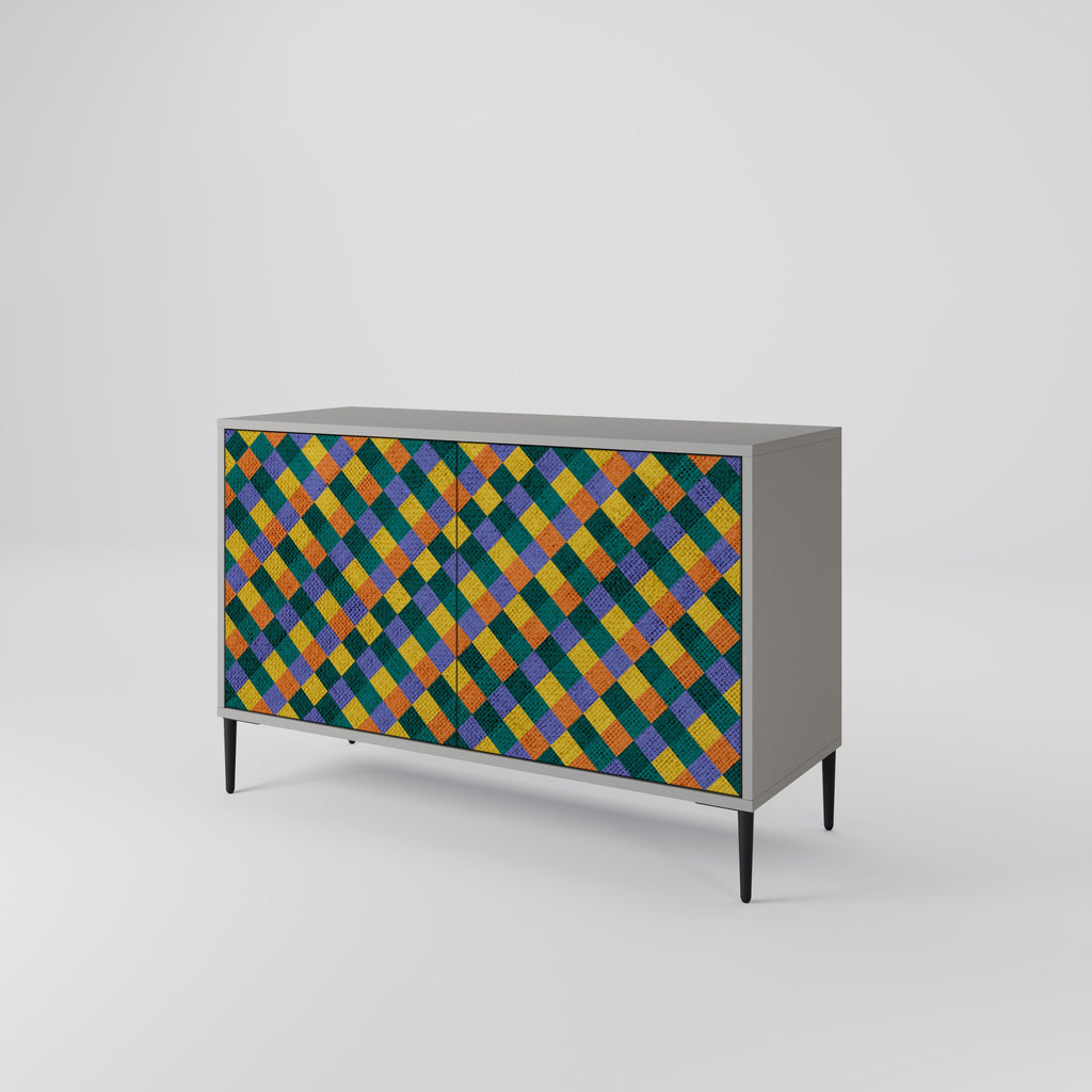 Μπουφές 2 θυρών PAINTED SQUARES MIX σε γκρι φινίρισμα