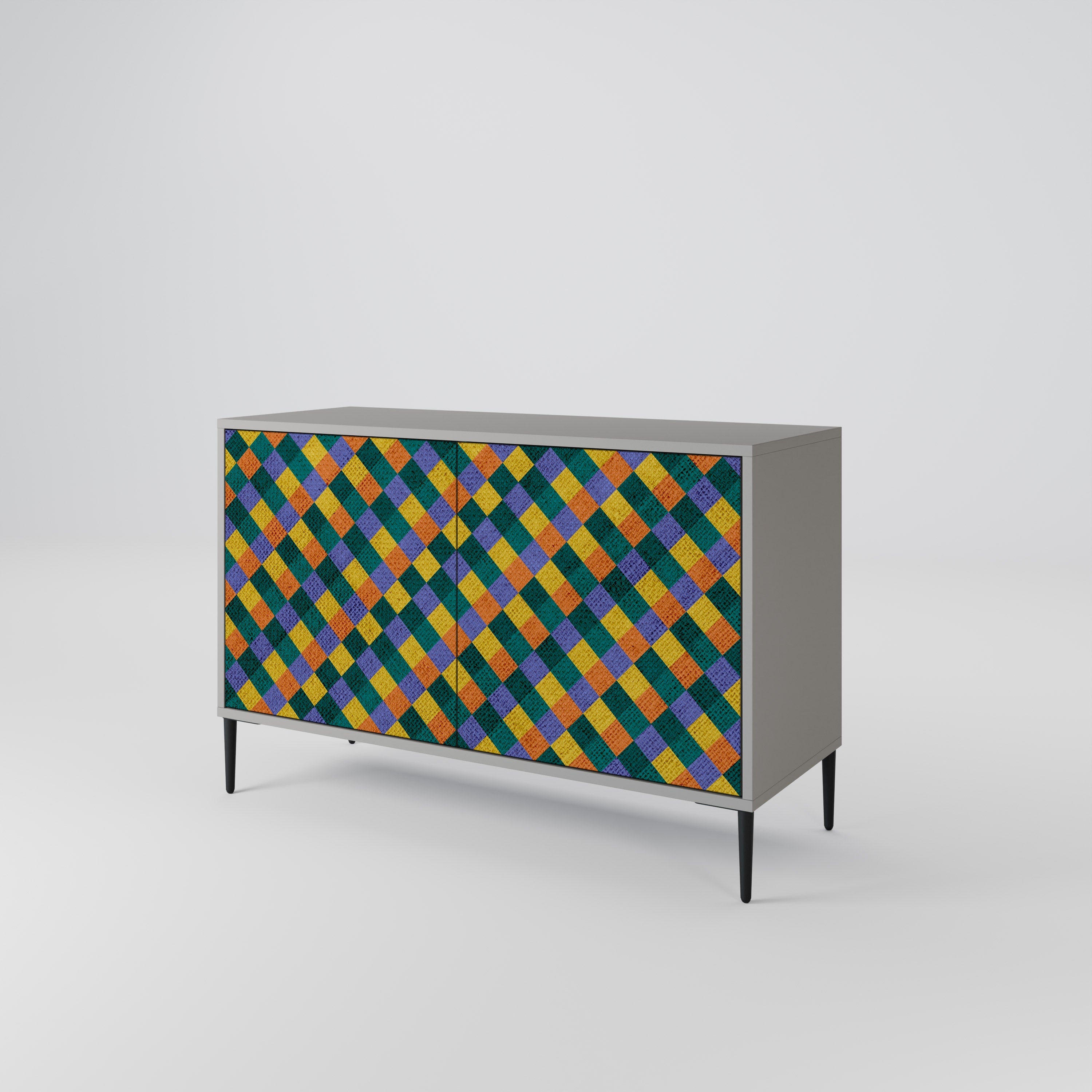 Μπουφές 2 θυρών PAINTED SQUARES MIX σε γκρι φινίρισμα
