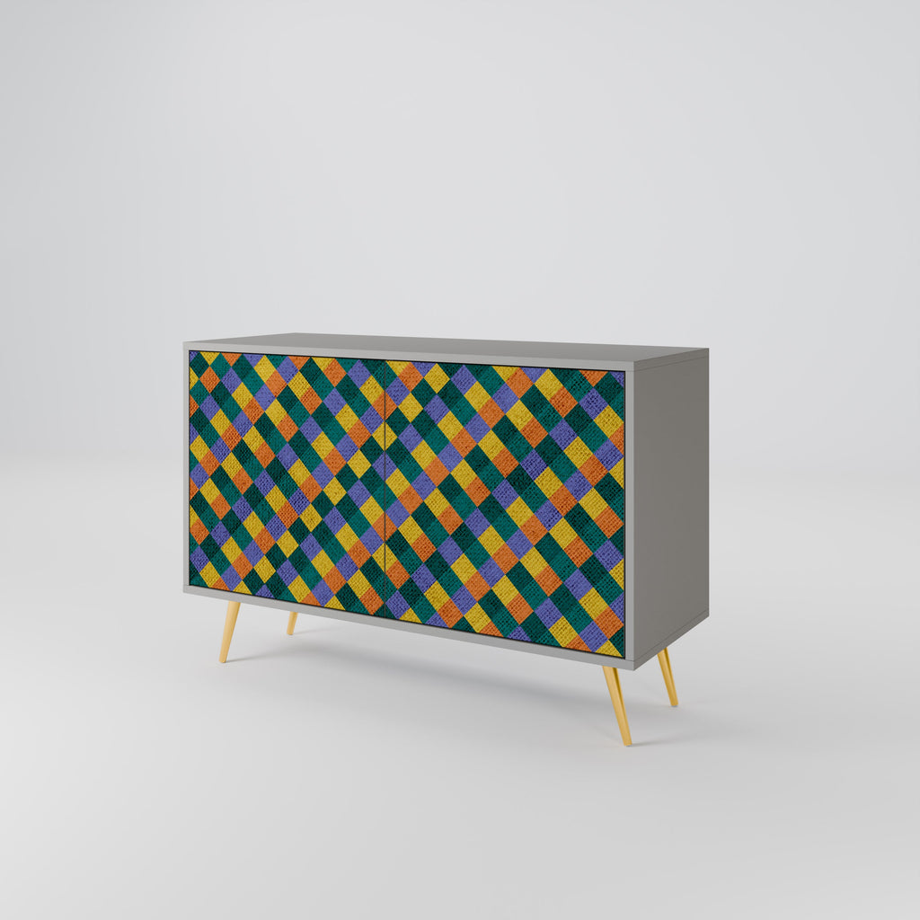 Μπουφές 2 θυρών PAINTED SQUARES MIX σε γκρι φινίρισμα