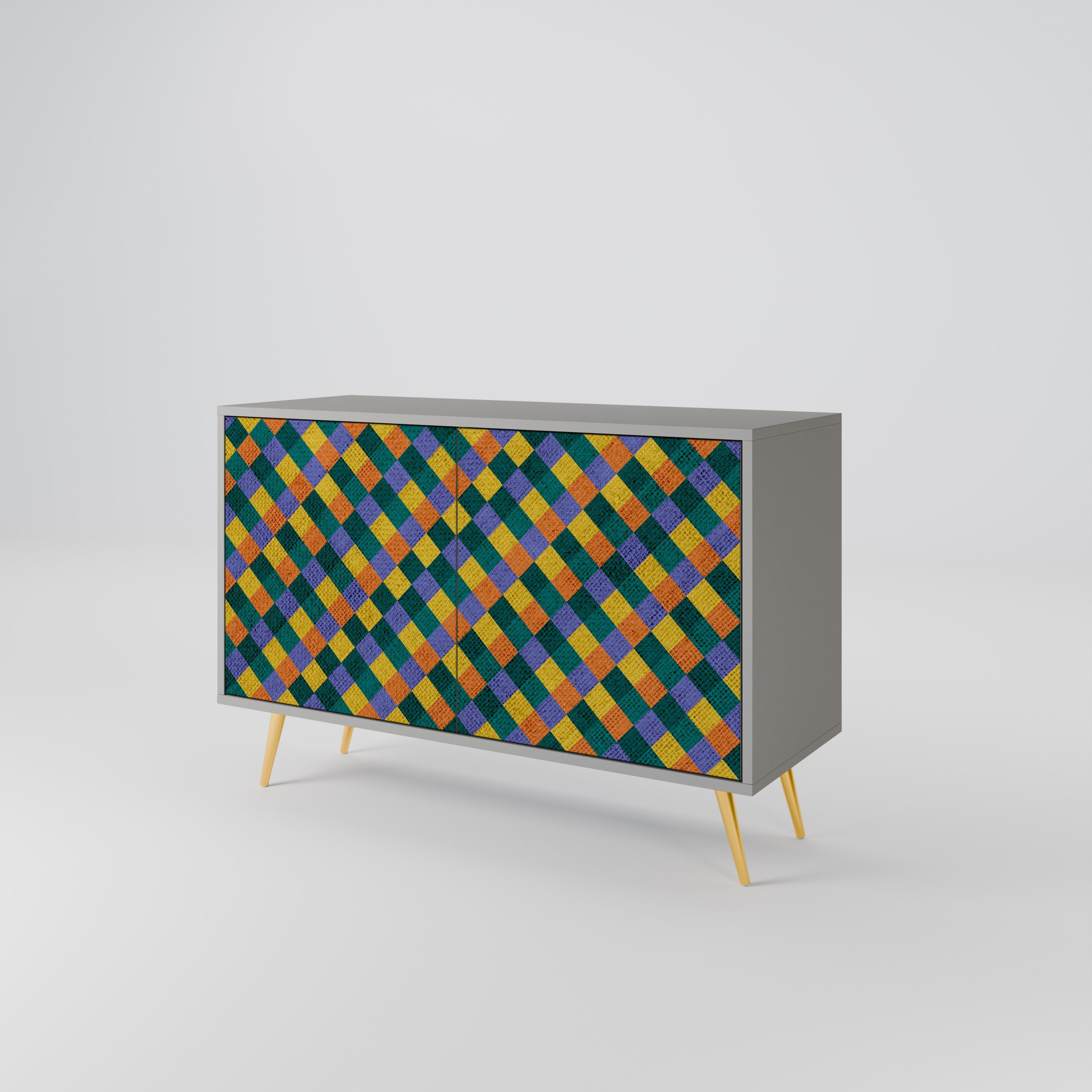 Μπουφές 2 θυρών PAINTED SQUARES MIX σε γκρι φινίρισμα