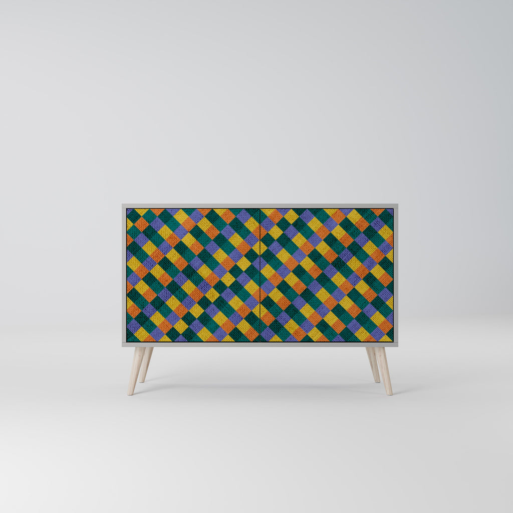 Μπουφές 2 θυρών PAINTED SQUARES MIX σε γκρι φινίρισμα