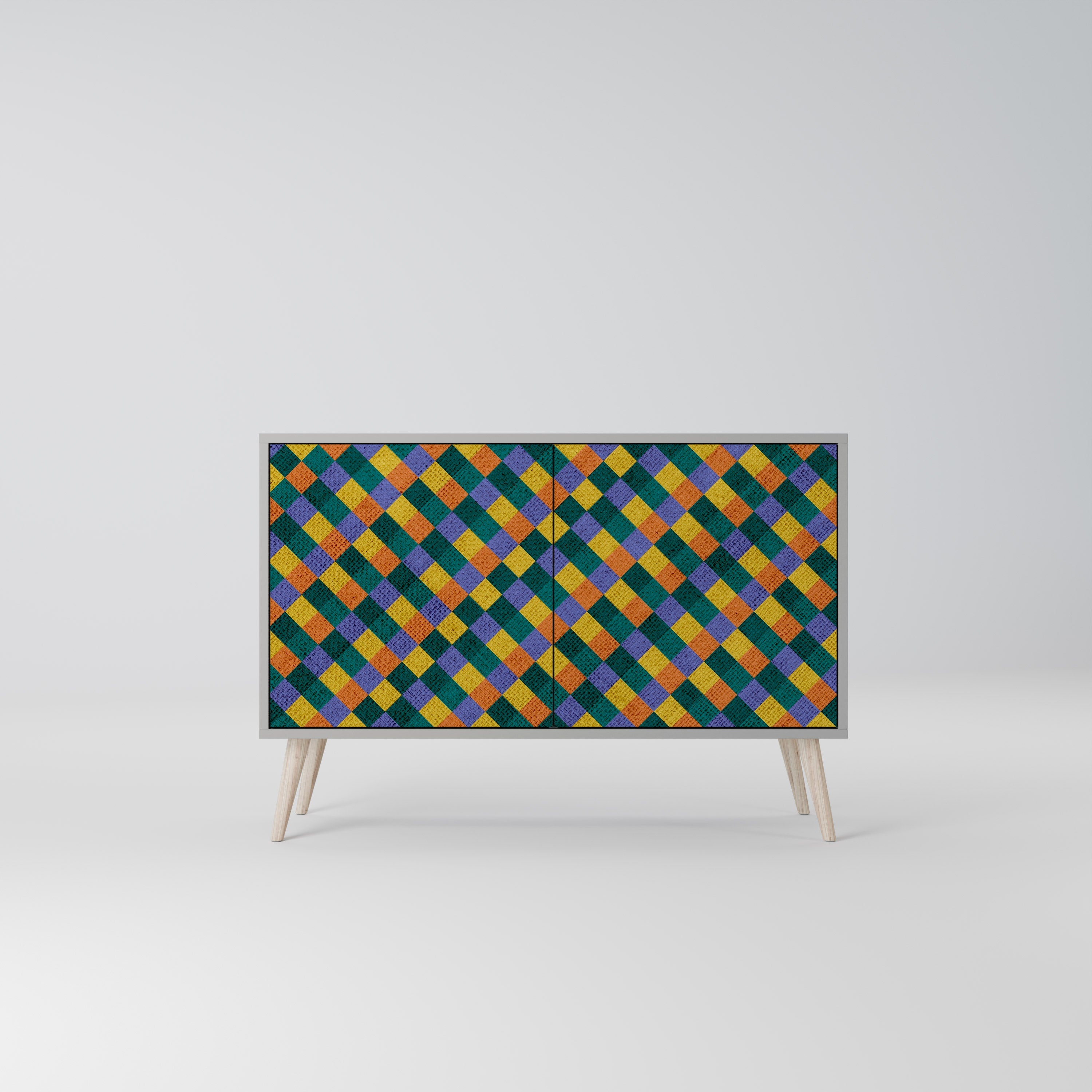 Μπουφές 2 θυρών PAINTED SQUARES MIX σε γκρι φινίρισμα
