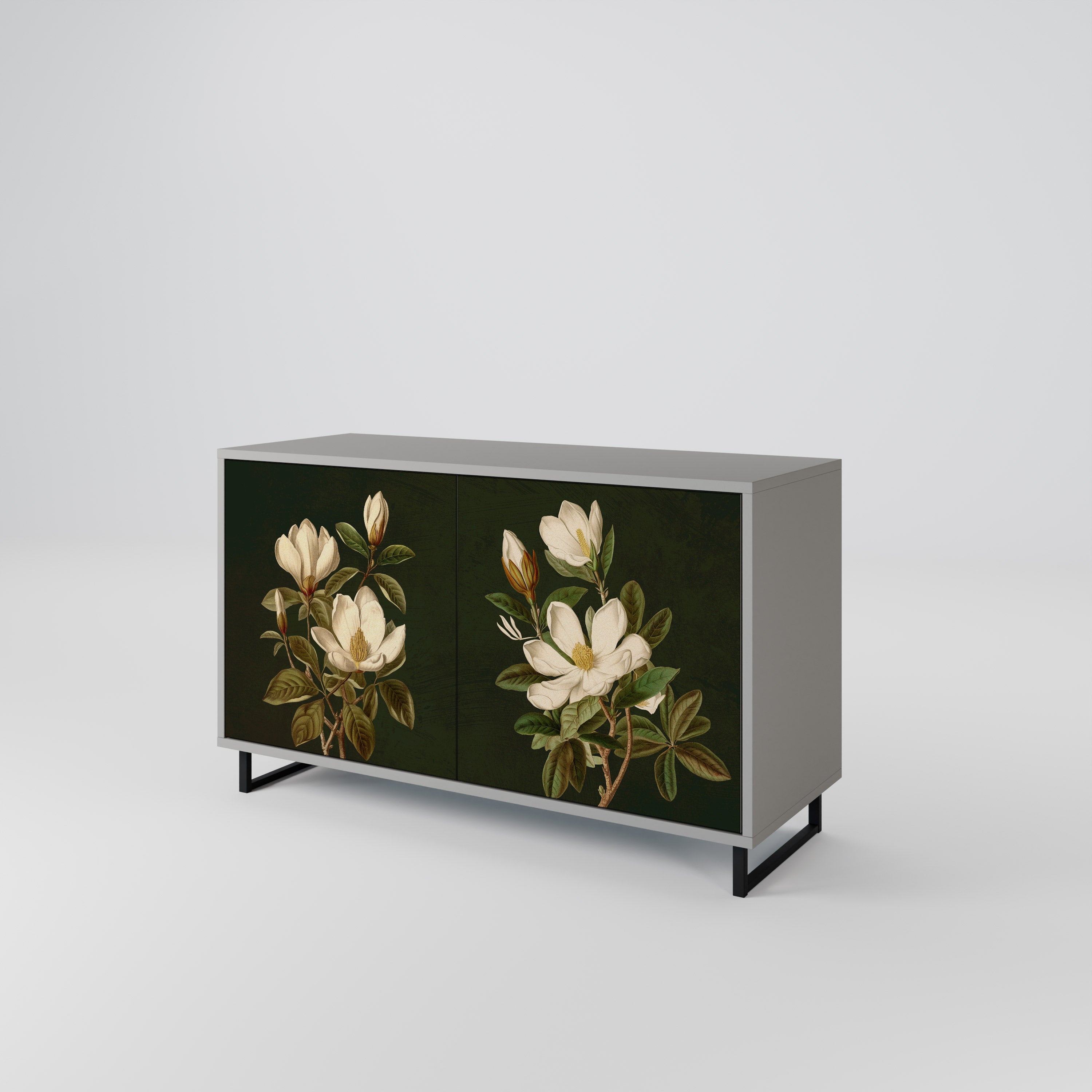Μπουφές FLORAL NOIR με 2 πόρτες σε γκρι φινίρισμα