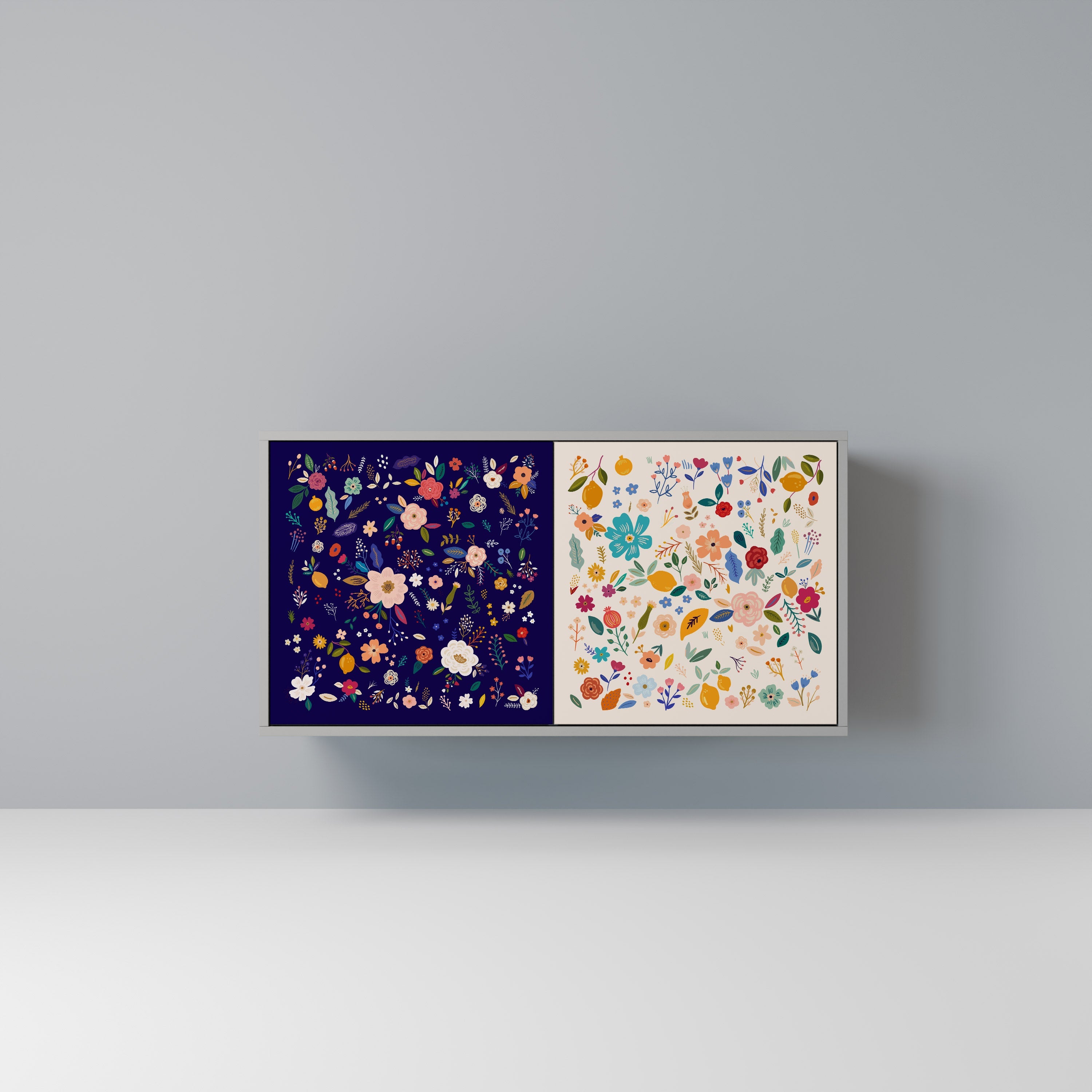 FLORAL COMBINATION Μπουφές με 2 πόρτες σε γκρι φινίρισμα
