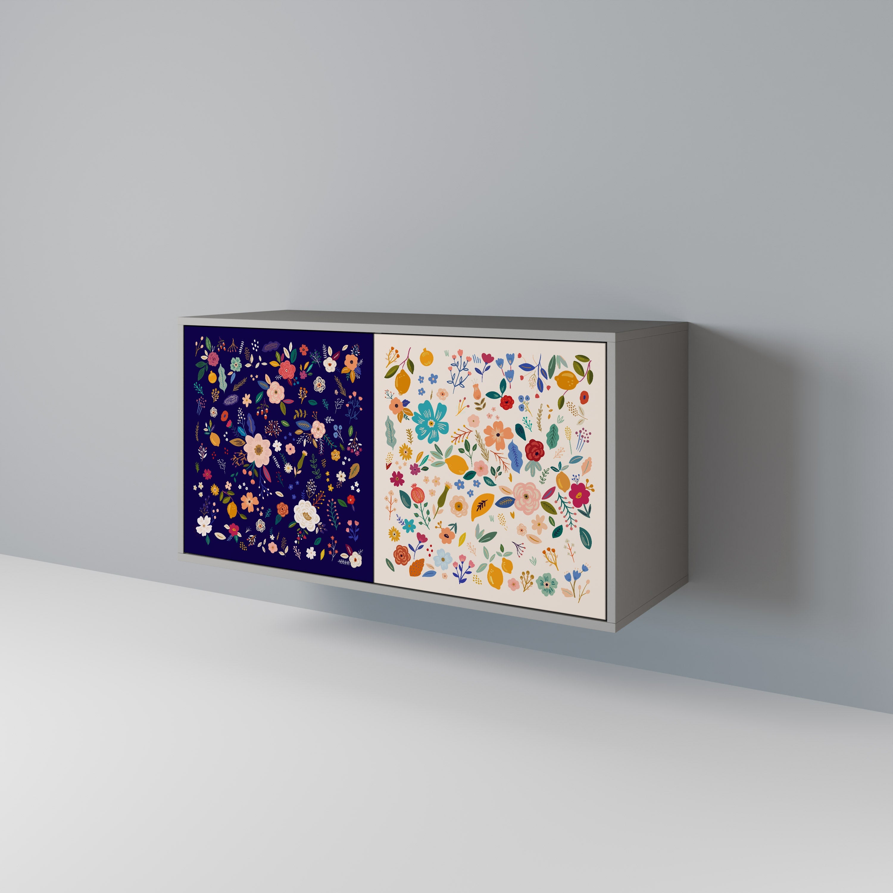 FLORAL COMBINATION Μπουφές με 2 πόρτες σε γκρι φινίρισμα