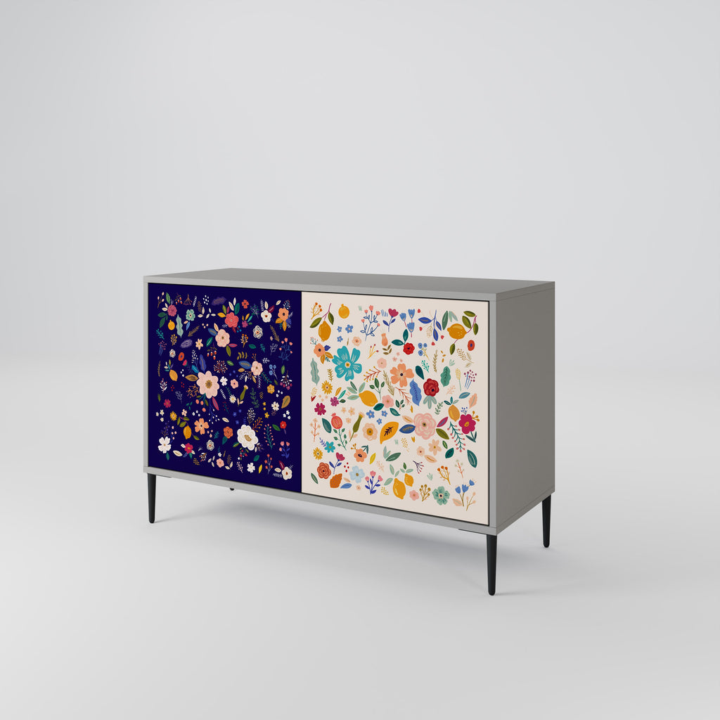 FLORAL COMBINATION Μπουφές με 2 πόρτες σε γκρι φινίρισμα