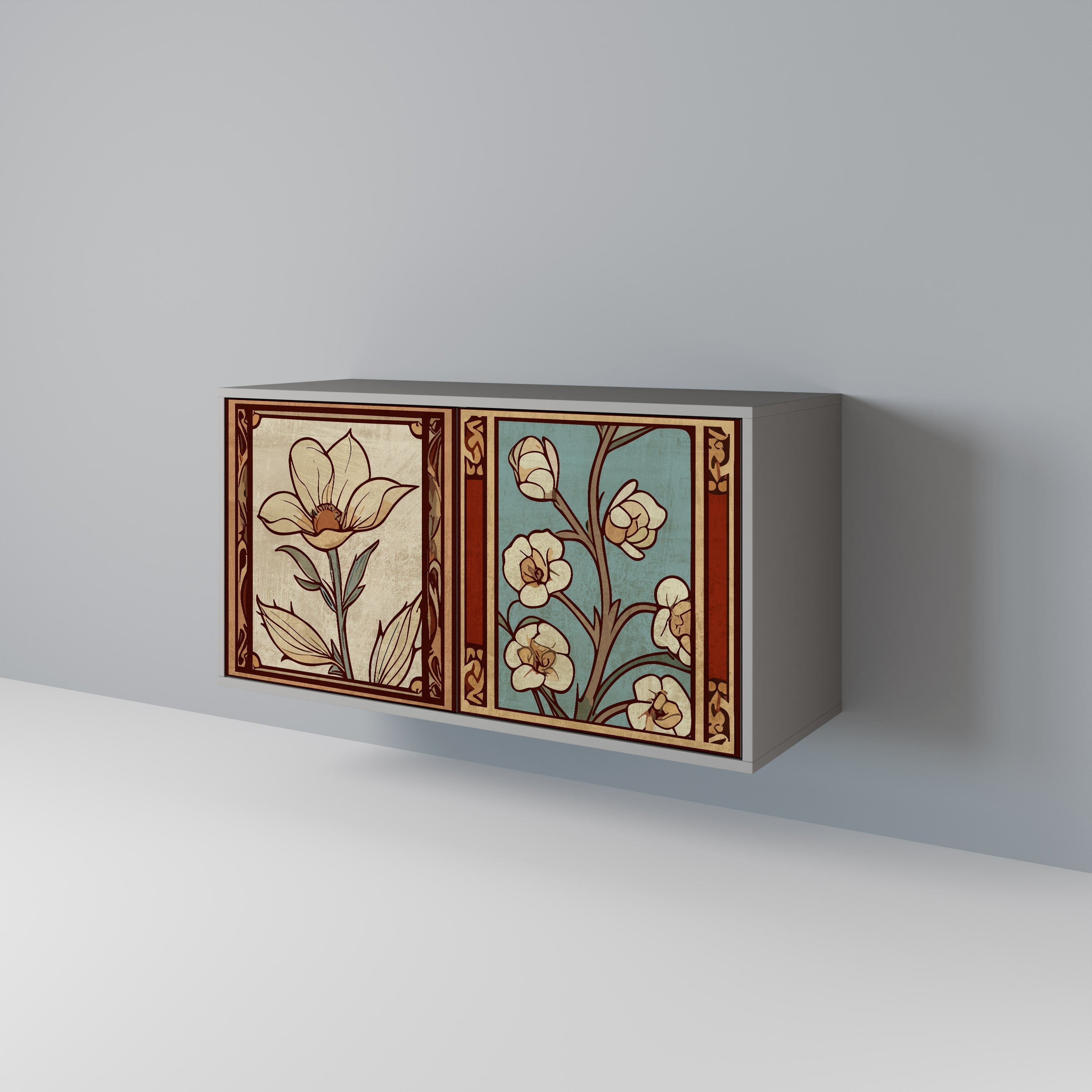 TIMELESS FLORA Μπουφές με 2 Πόρτες σε Γκρι Φινίρισμα