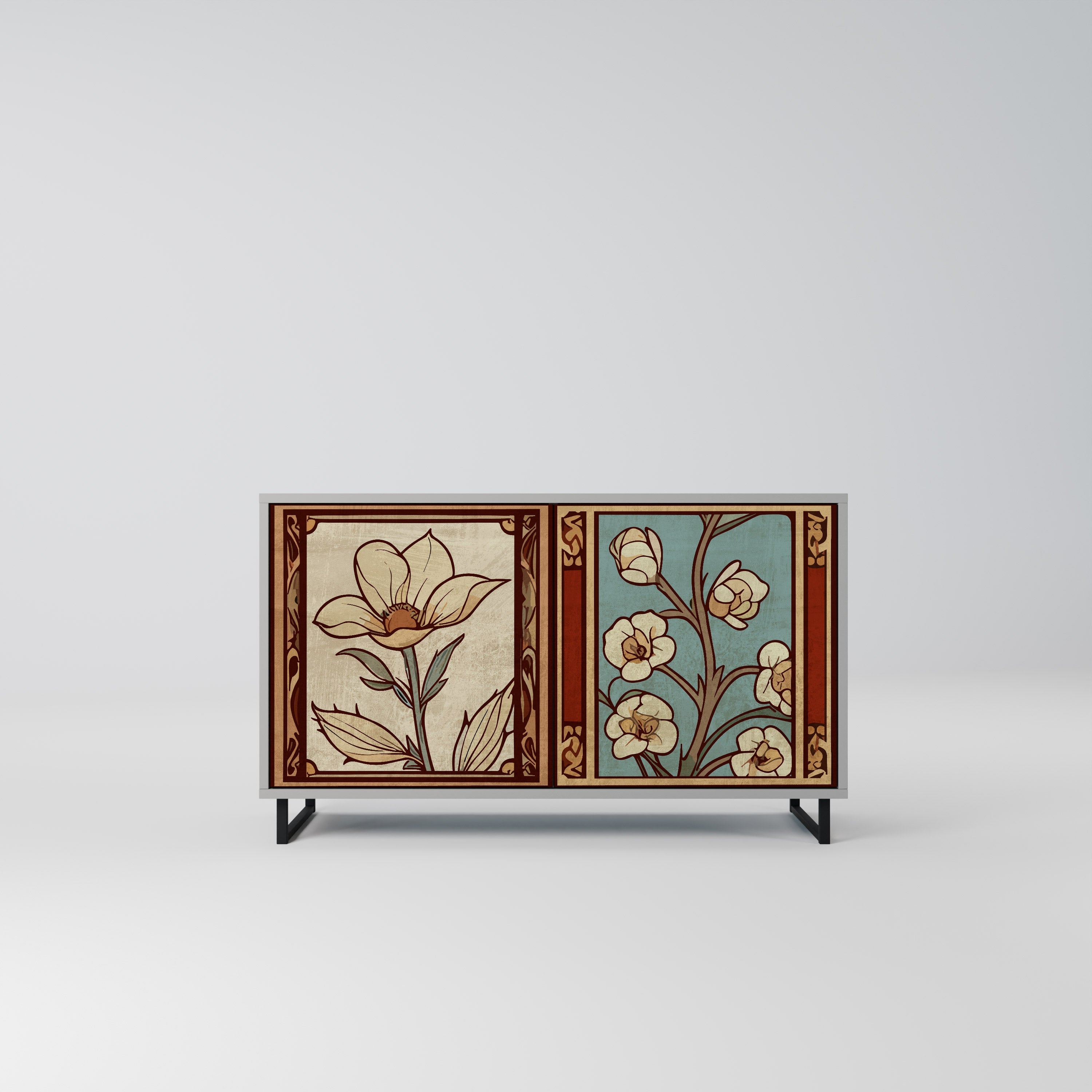 TIMELESS FLORA Μπουφές με 2 Πόρτες σε Γκρι Φινίρισμα