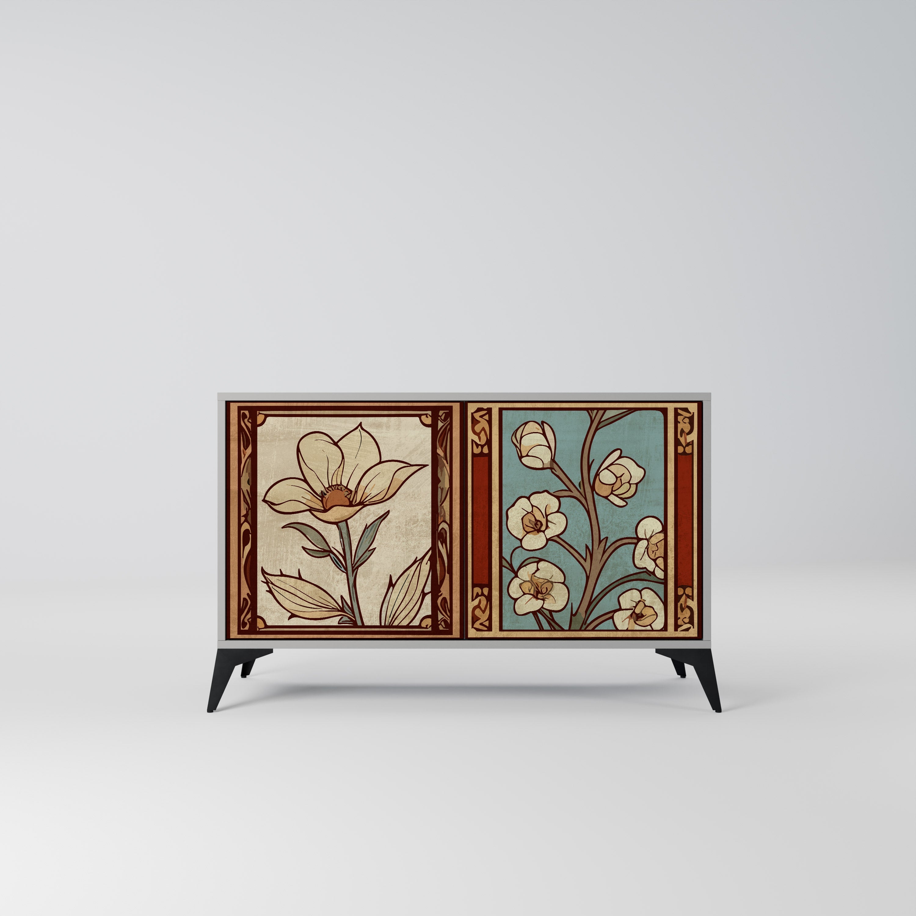 TIMELESS FLORA Μπουφές με 2 Πόρτες σε Γκρι Φινίρισμα