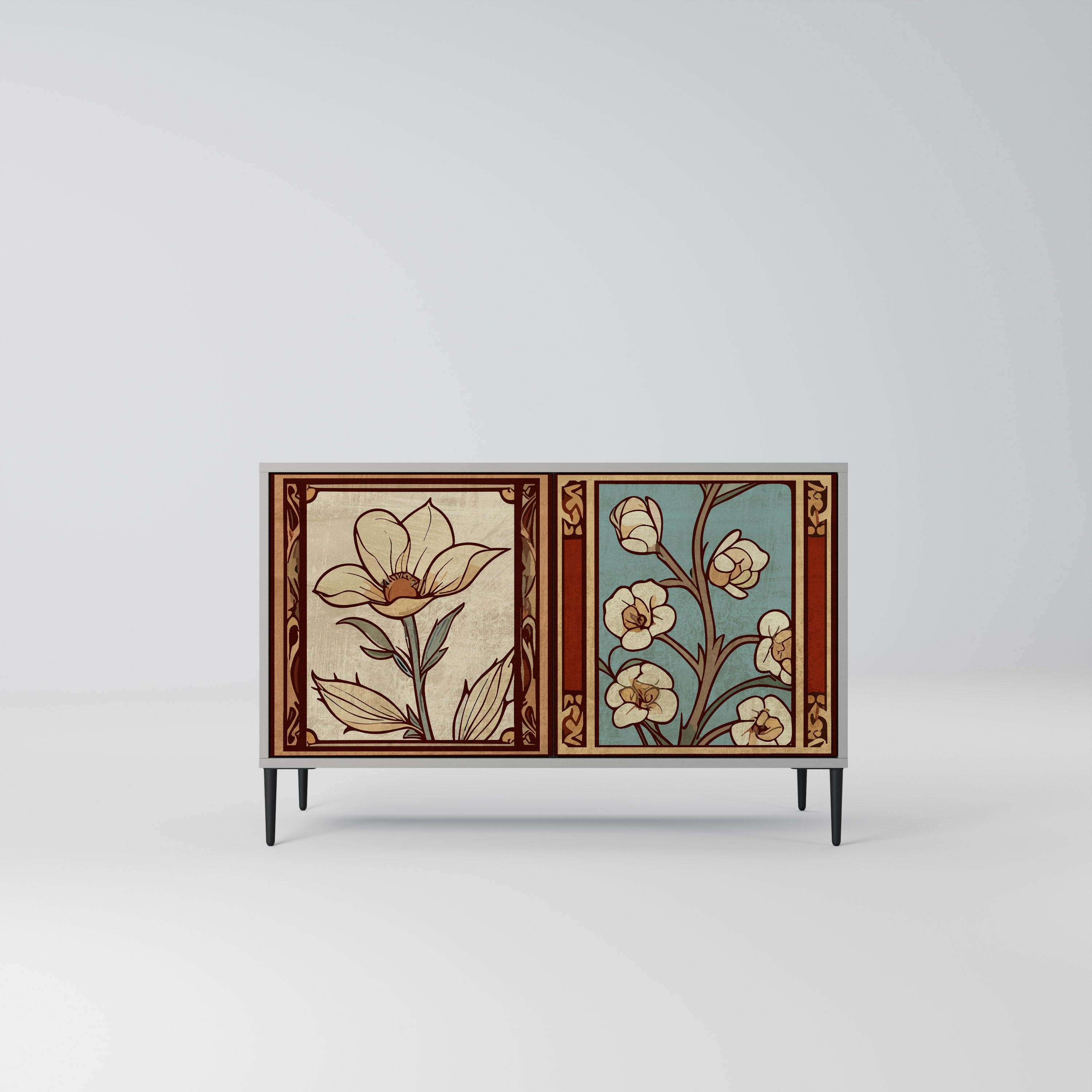 TIMELESS FLORA Μπουφές με 2 Πόρτες σε Γκρι Φινίρισμα