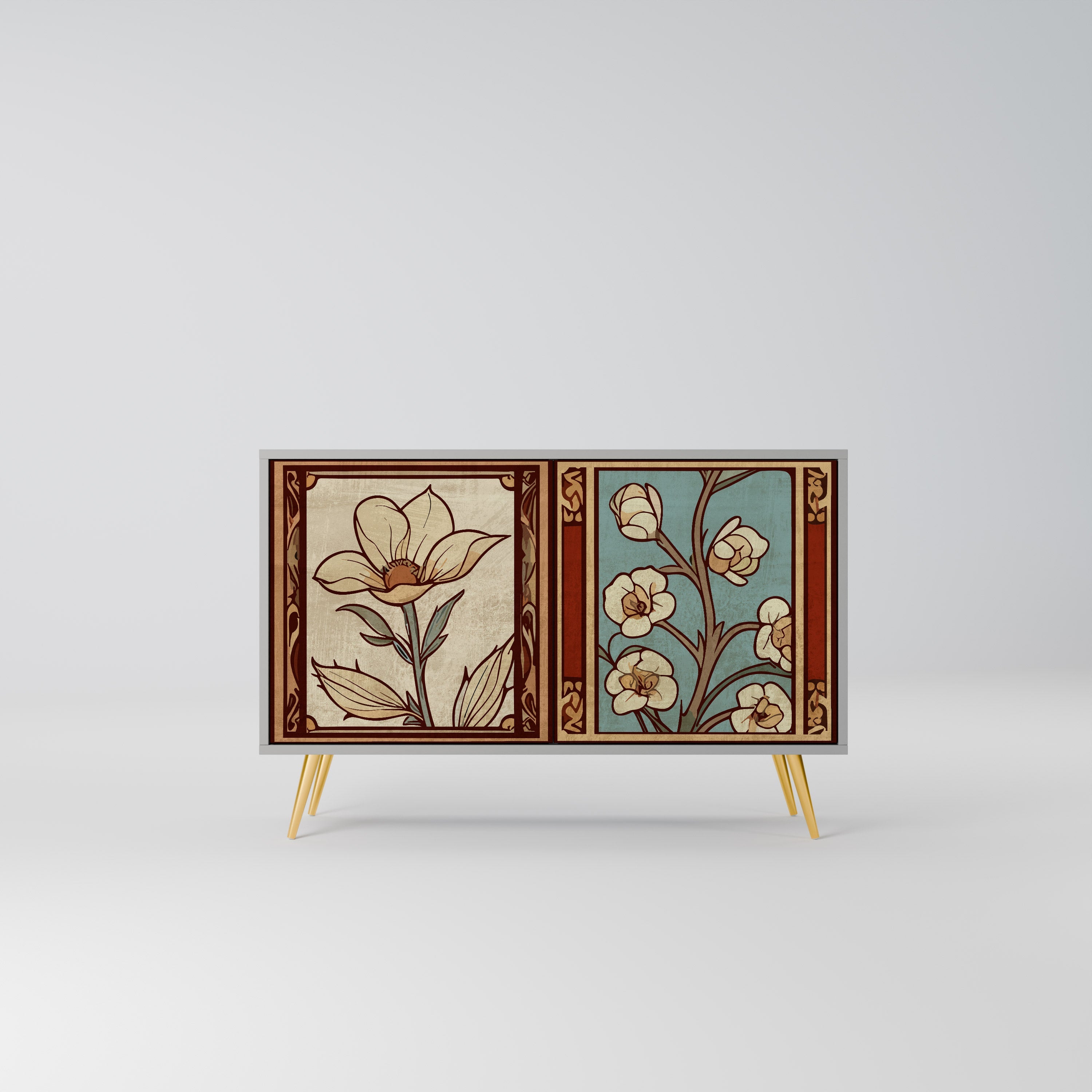 TIMELESS FLORA Μπουφές με 2 Πόρτες σε Γκρι Φινίρισμα
