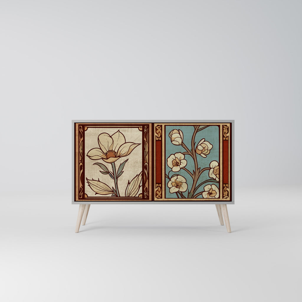 TIMELESS FLORA Μπουφές με 2 Πόρτες σε Γκρι Φινίρισμα