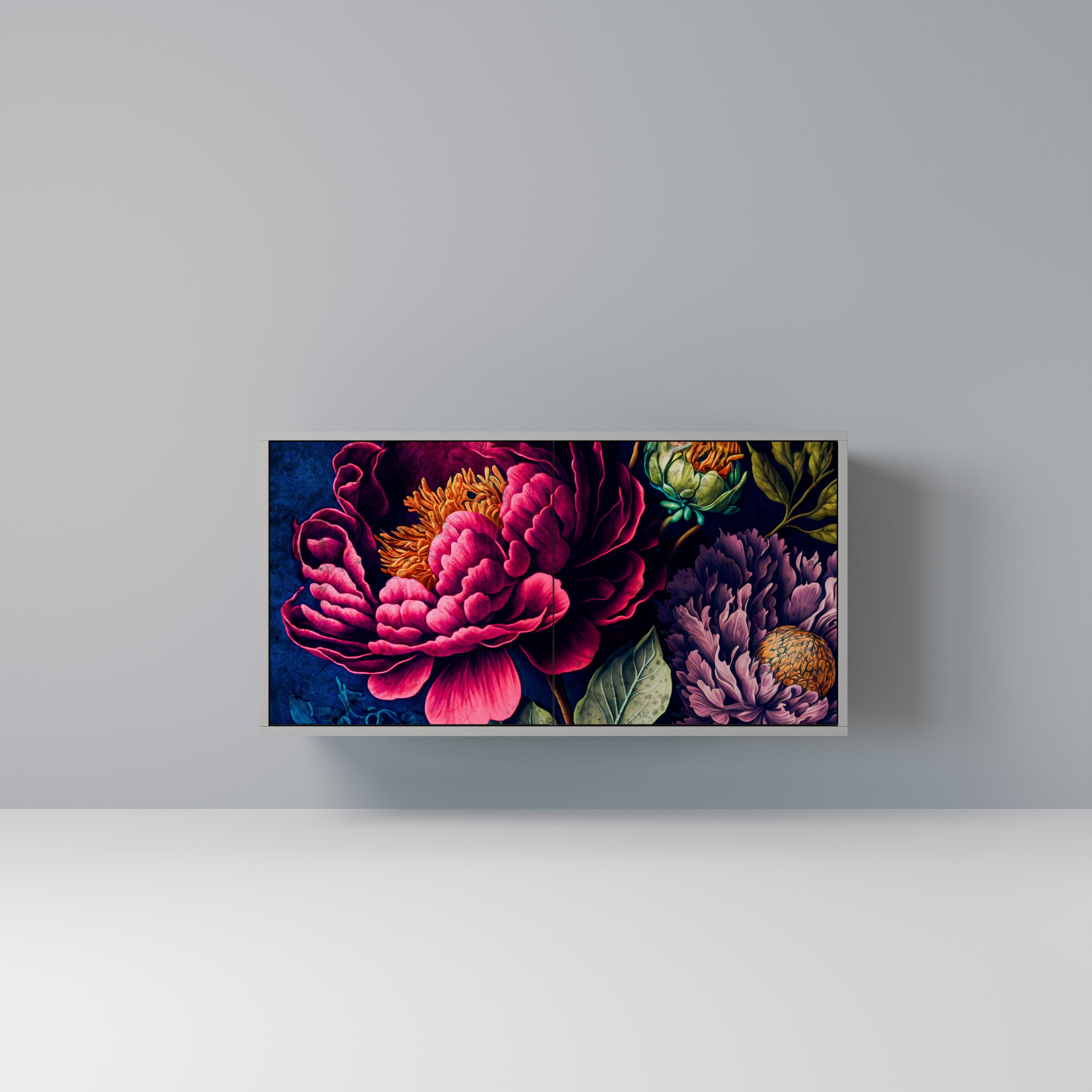Μπουφές BLOOMING ELEGANCE με 2 πόρτες σε γκρι φινίρισμα