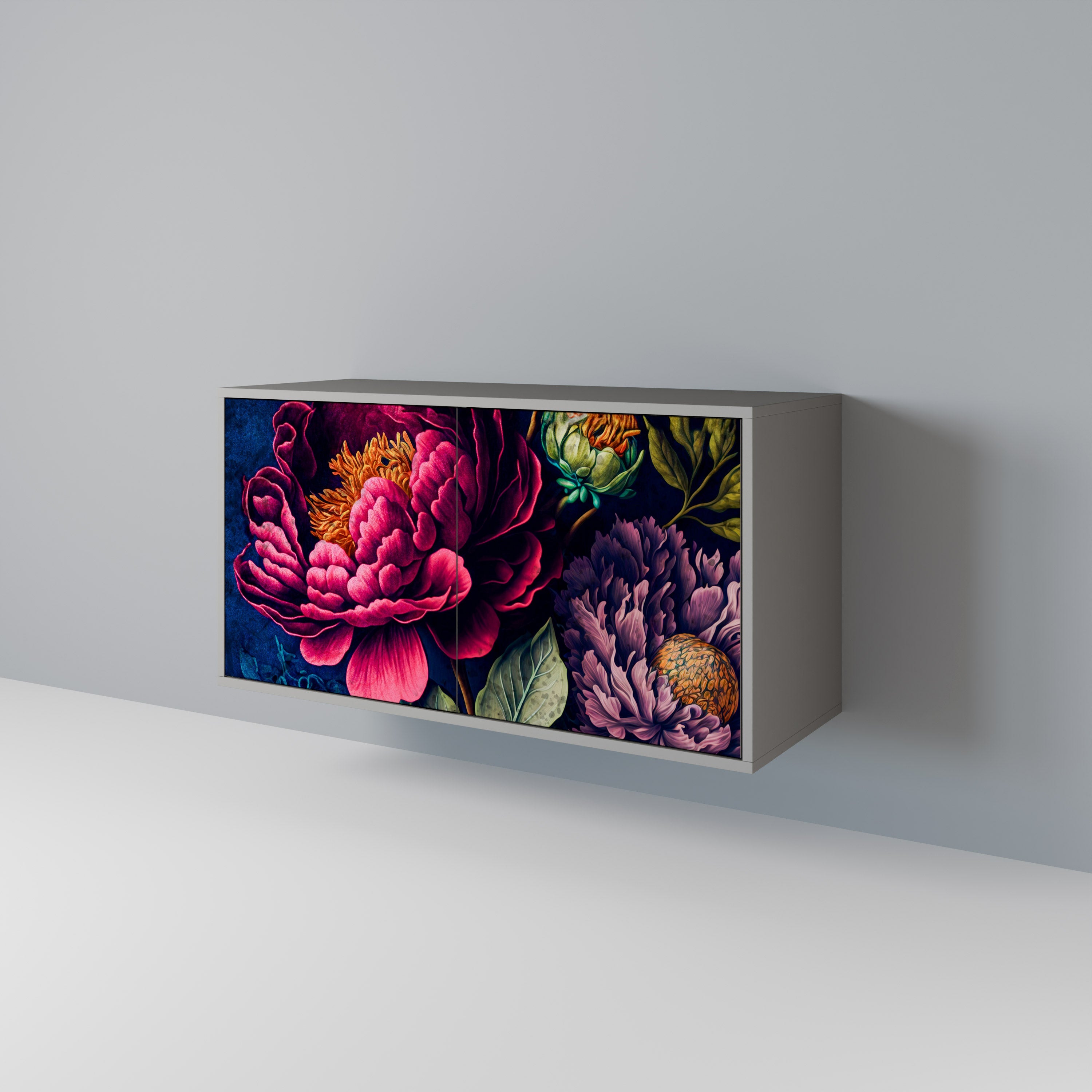 Μπουφές BLOOMING ELEGANCE με 2 πόρτες σε γκρι φινίρισμα