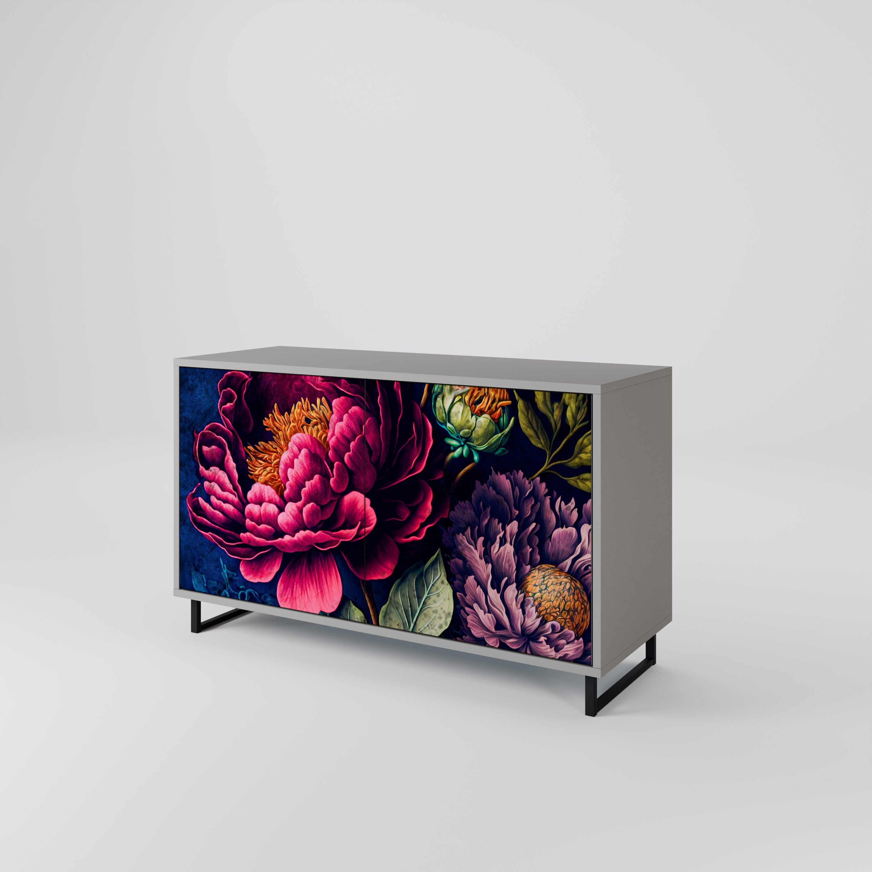 Μπουφές BLOOMING ELEGANCE με 2 πόρτες σε γκρι φινίρισμα