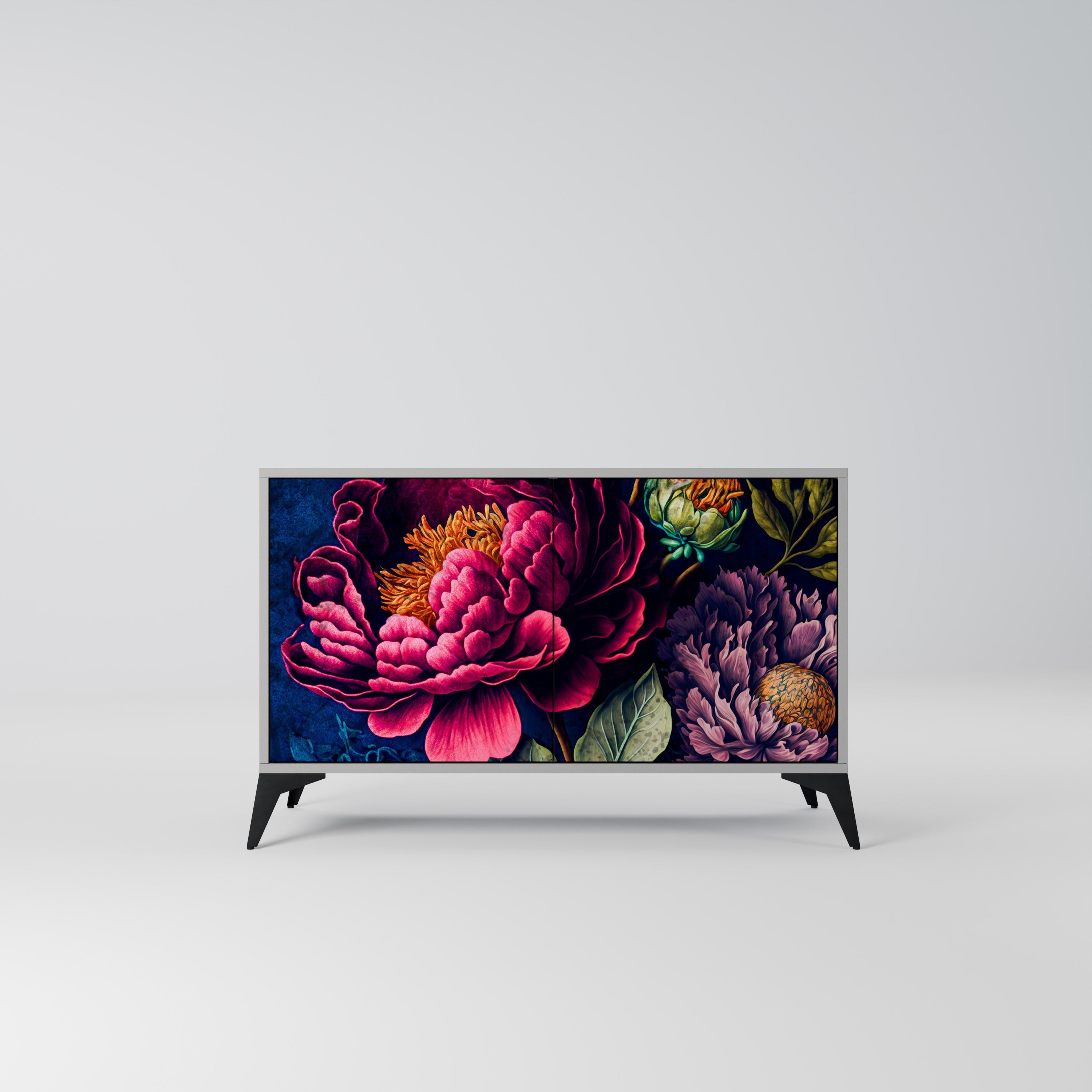 Μπουφές BLOOMING ELEGANCE με 2 πόρτες σε γκρι φινίρισμα