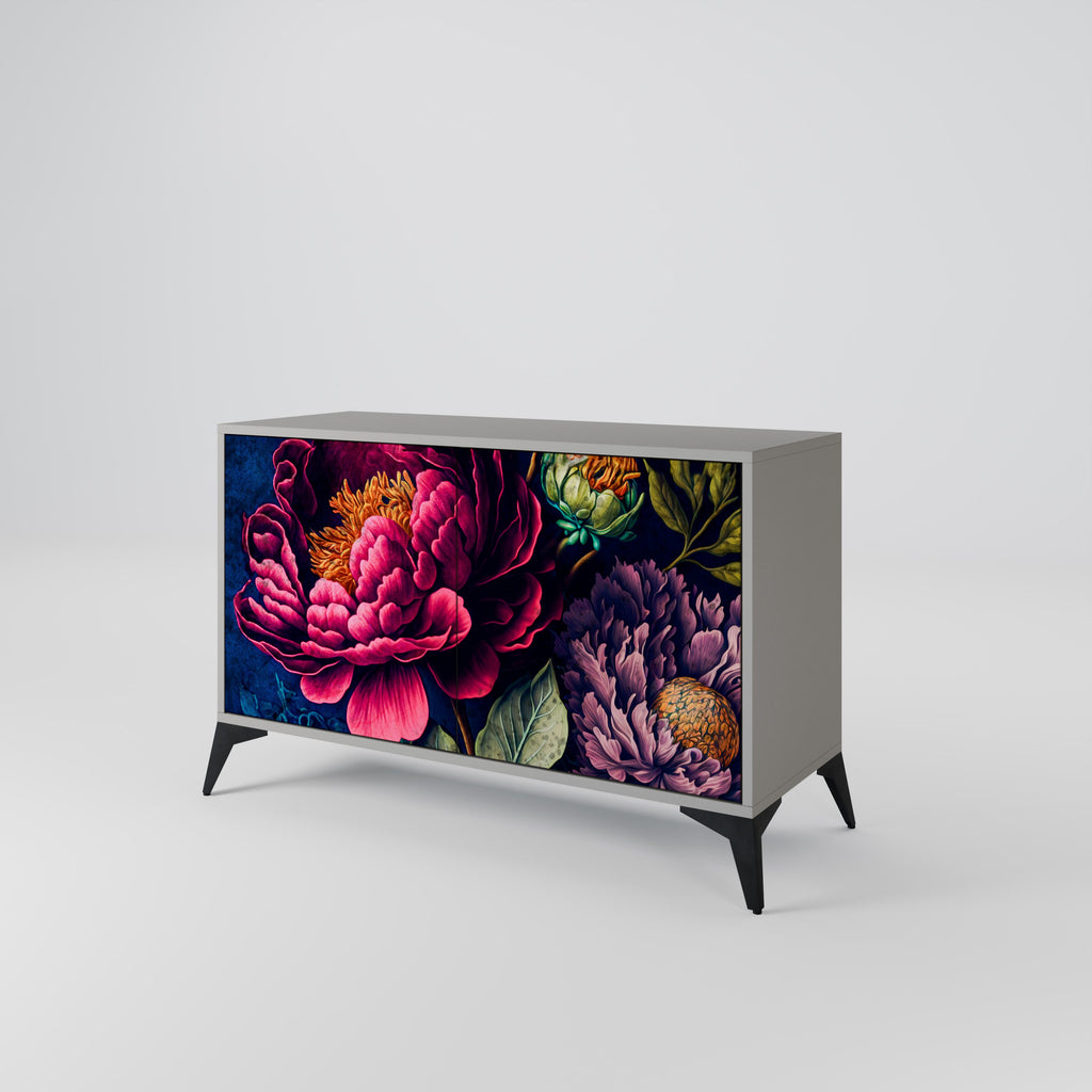 Μπουφές BLOOMING ELEGANCE με 2 πόρτες σε γκρι φινίρισμα