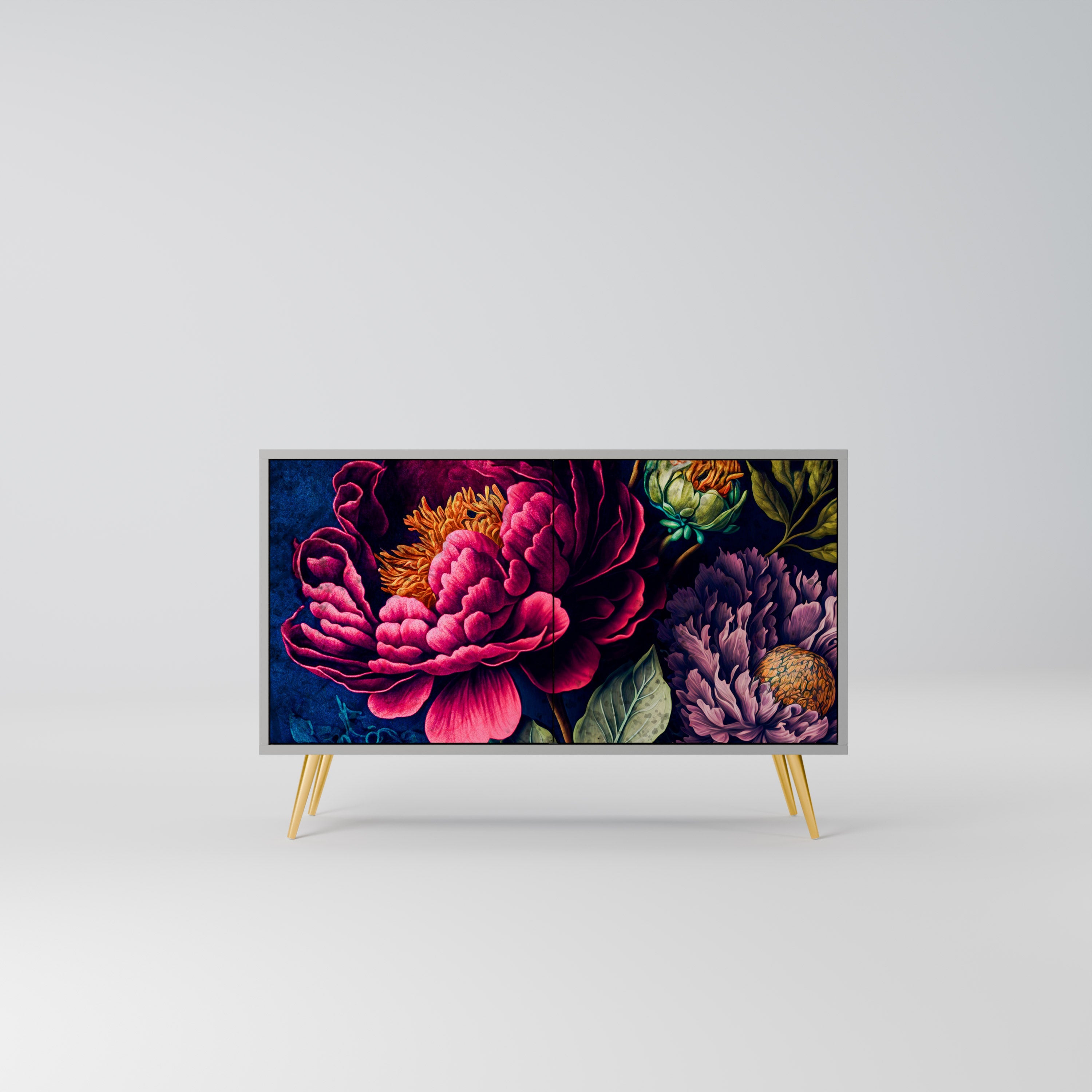 Μπουφές BLOOMING ELEGANCE με 2 πόρτες σε γκρι φινίρισμα