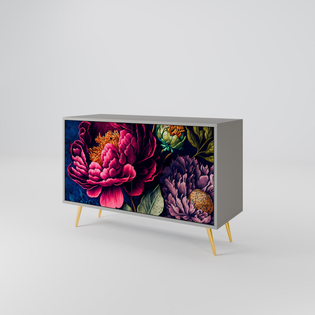 Μπουφές BLOOMING ELEGANCE με 2 πόρτες σε γκρι φινίρισμα