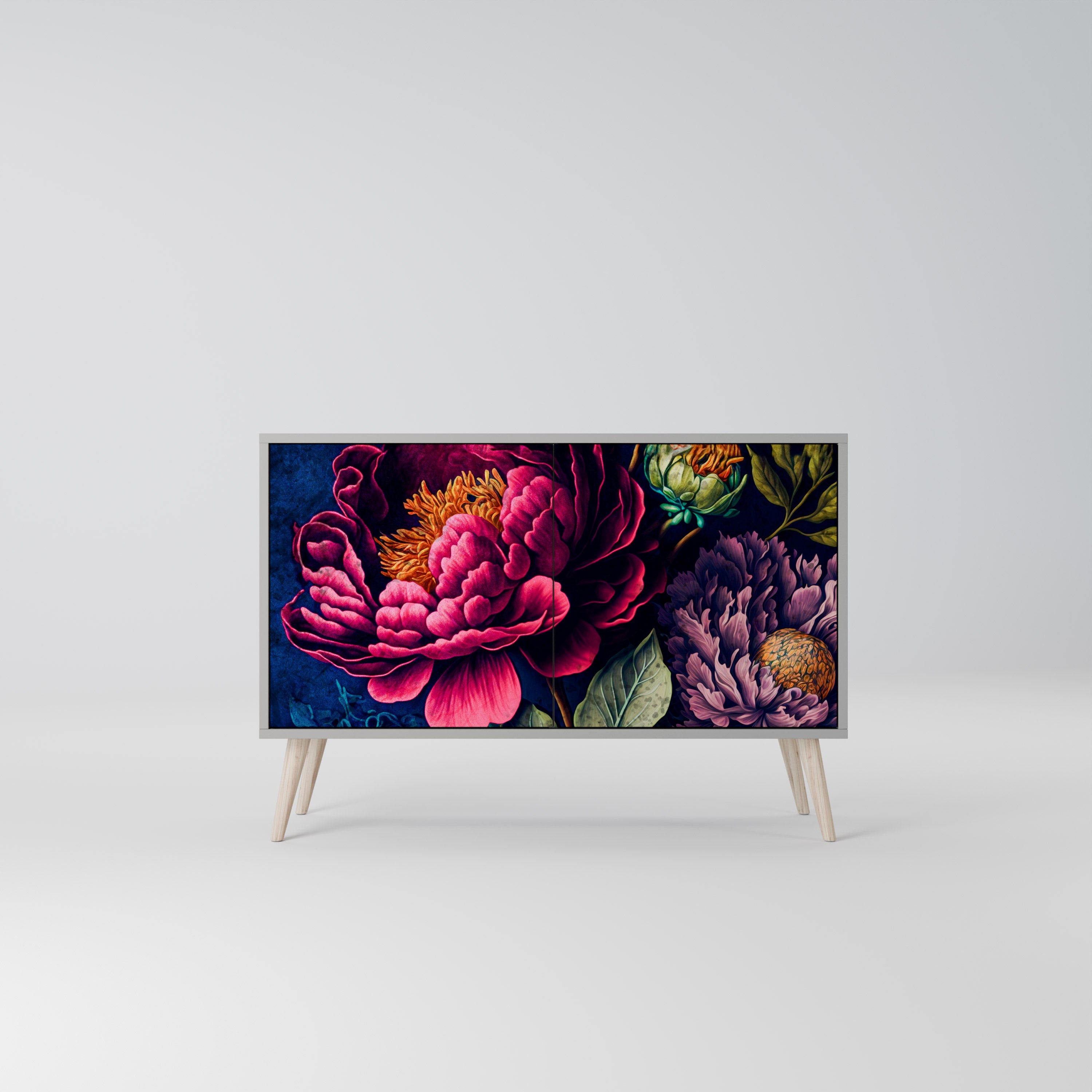 Μπουφές BLOOMING ELEGANCE με 2 πόρτες σε γκρι φινίρισμα