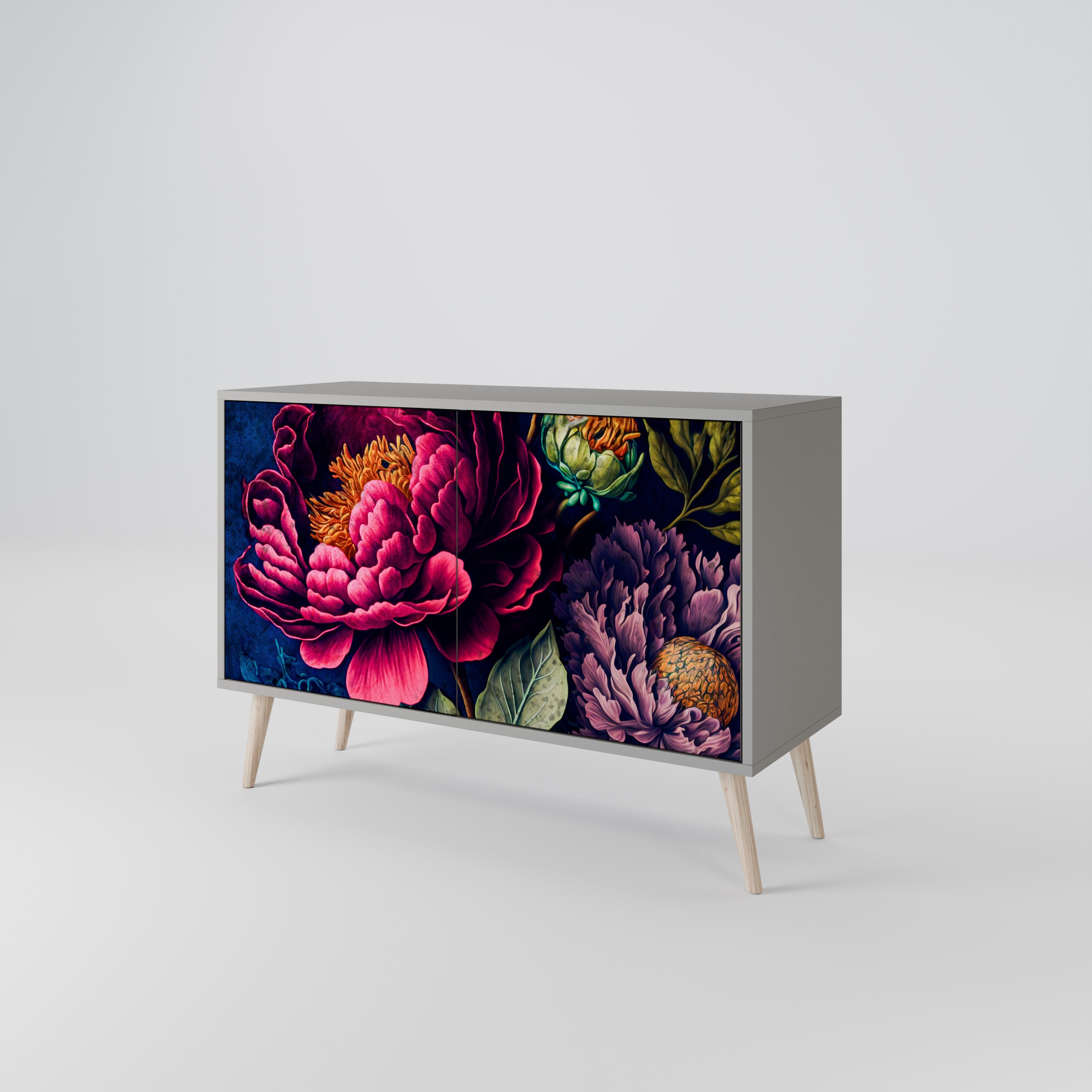 Μπουφές BLOOMING ELEGANCE με 2 πόρτες σε γκρι φινίρισμα