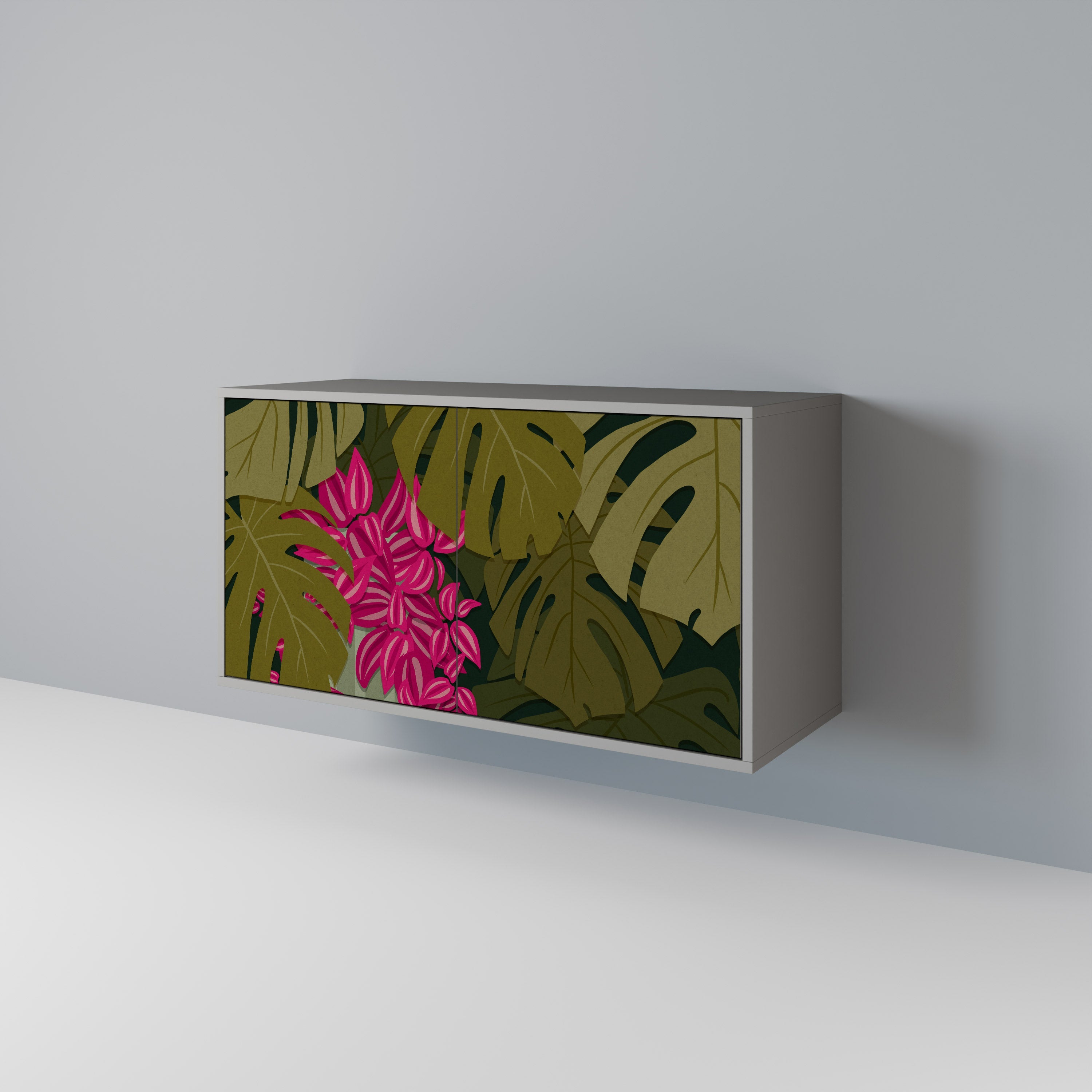 Μπουφές TROPICAL BEAUTY με 2 πόρτες σε γκρι φινίρισμα