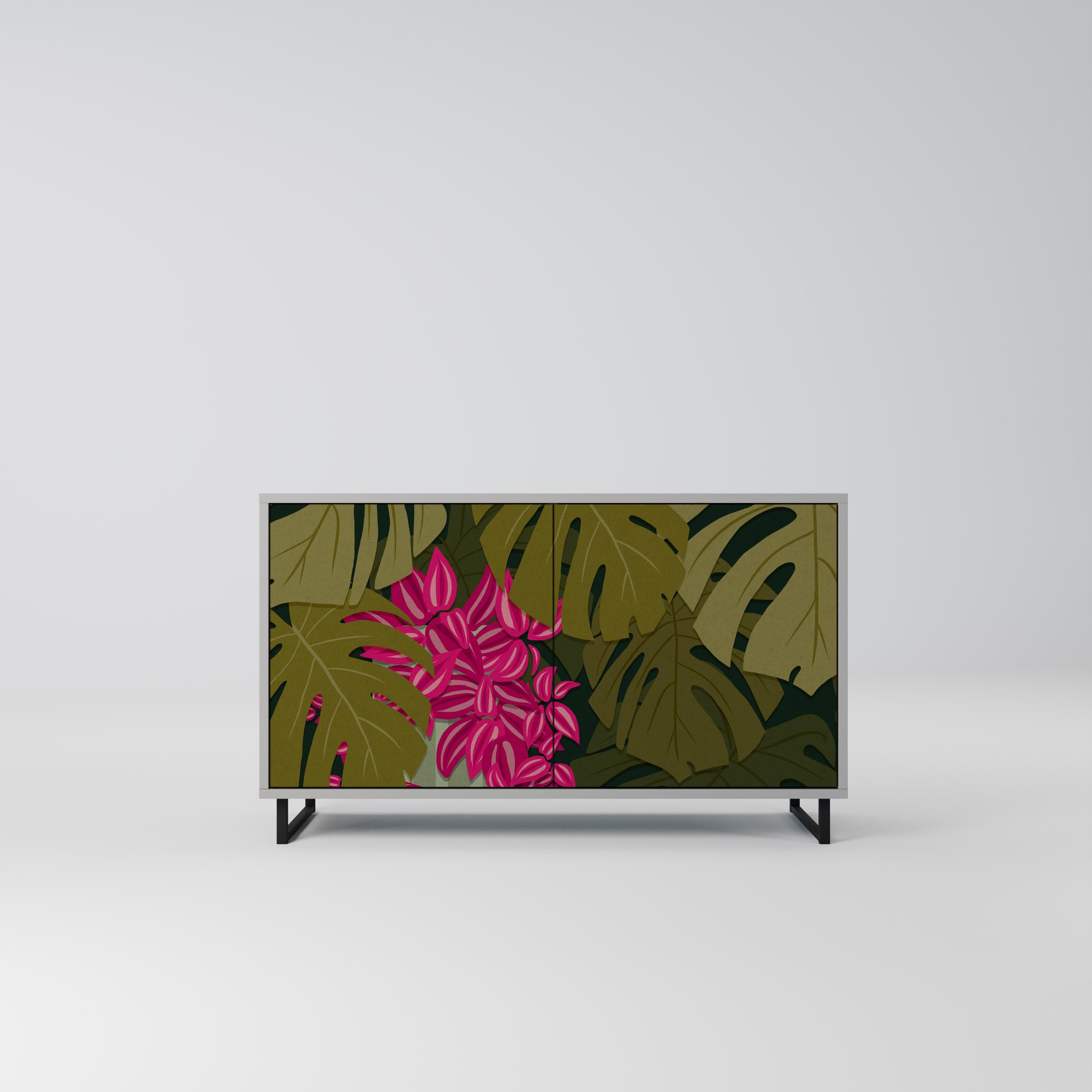 Μπουφές TROPICAL BEAUTY με 2 πόρτες σε γκρι φινίρισμα