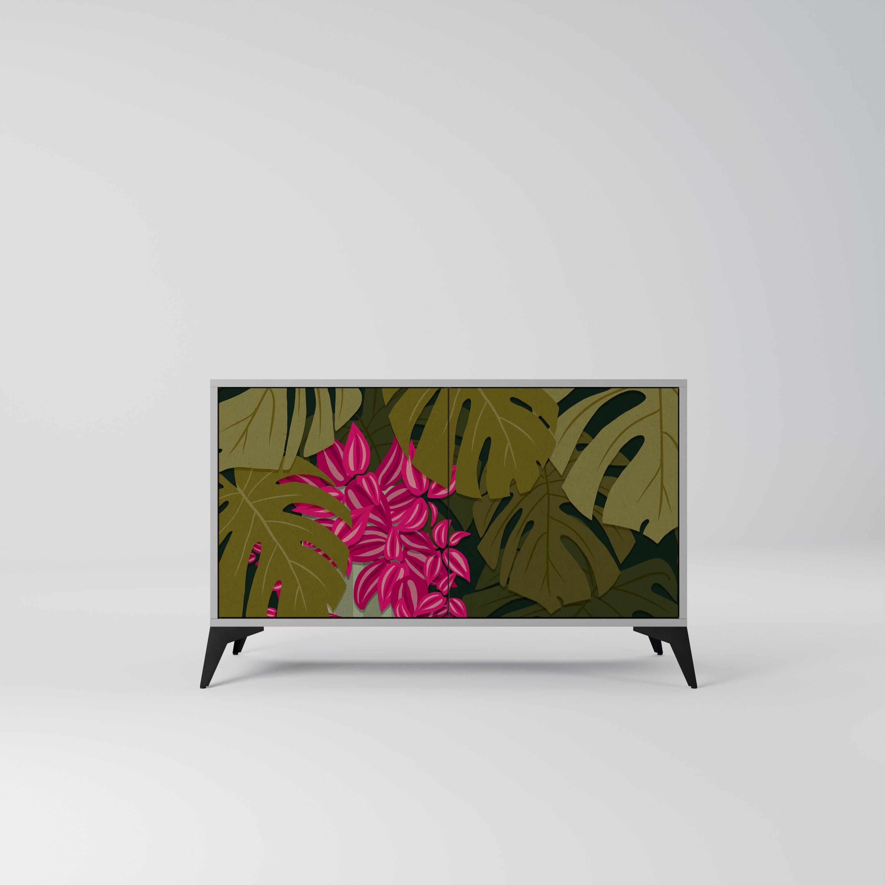 Μπουφές TROPICAL BEAUTY με 2 πόρτες σε γκρι φινίρισμα
