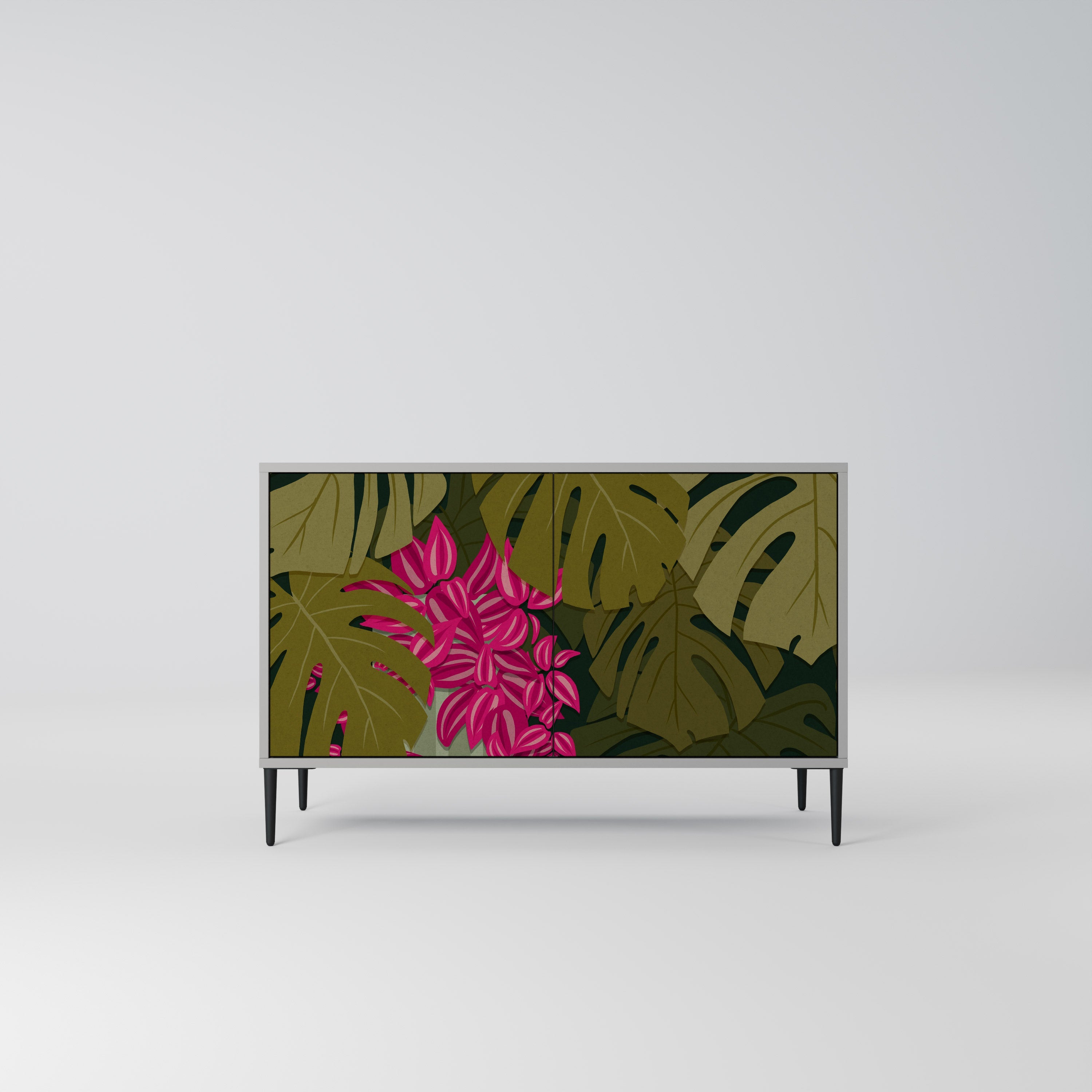 Μπουφές TROPICAL BEAUTY με 2 πόρτες σε γκρι φινίρισμα